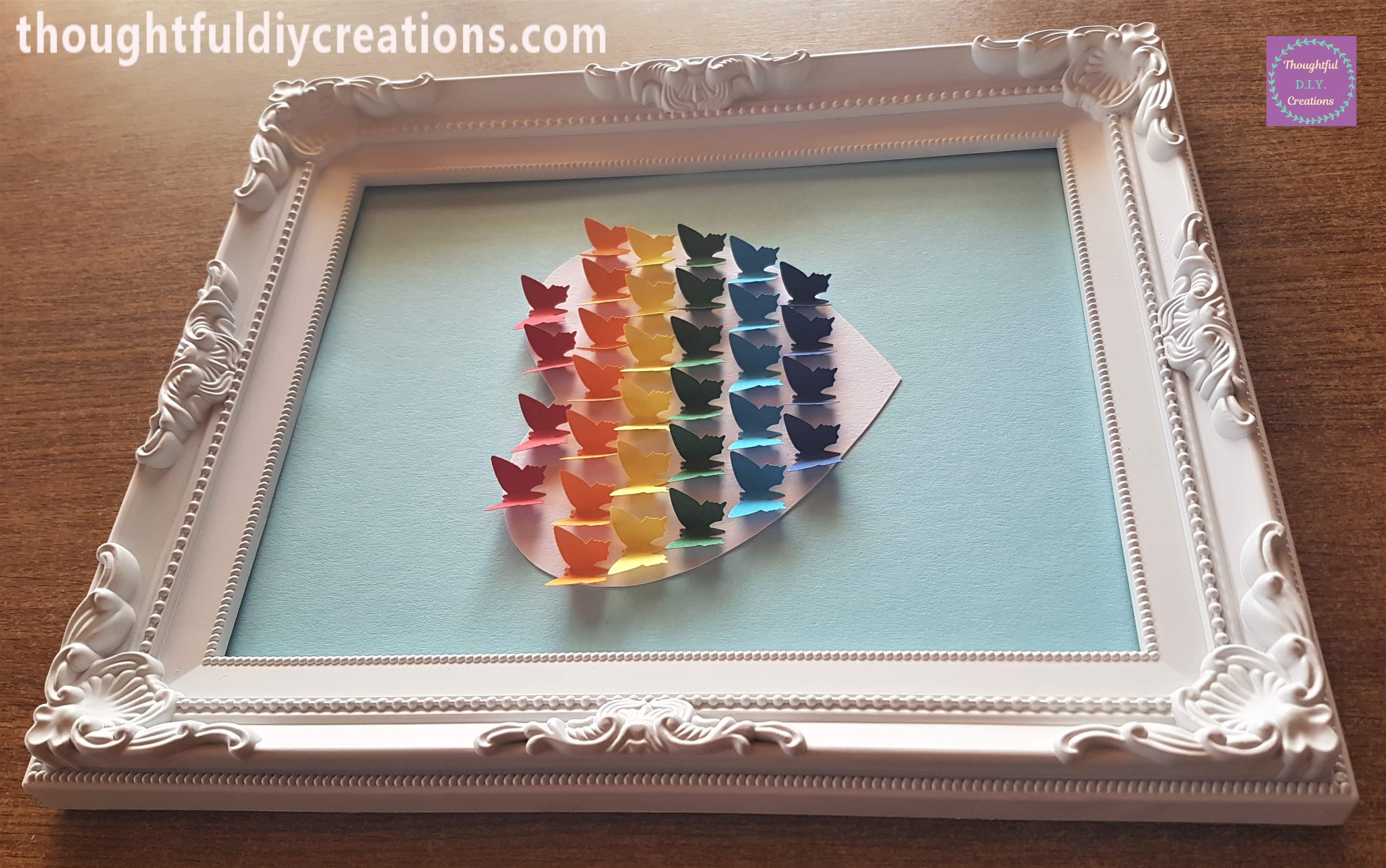 The indigo butterflies in the frame.