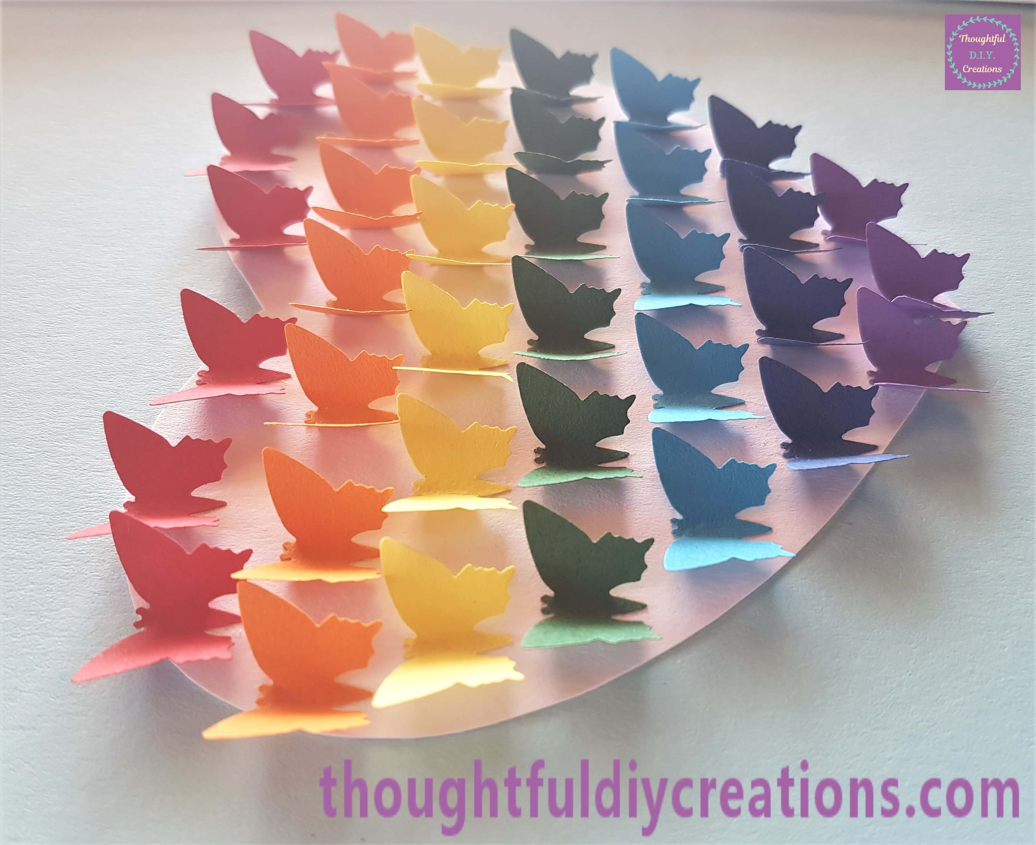 Side view of the rainbow butterfly heart.