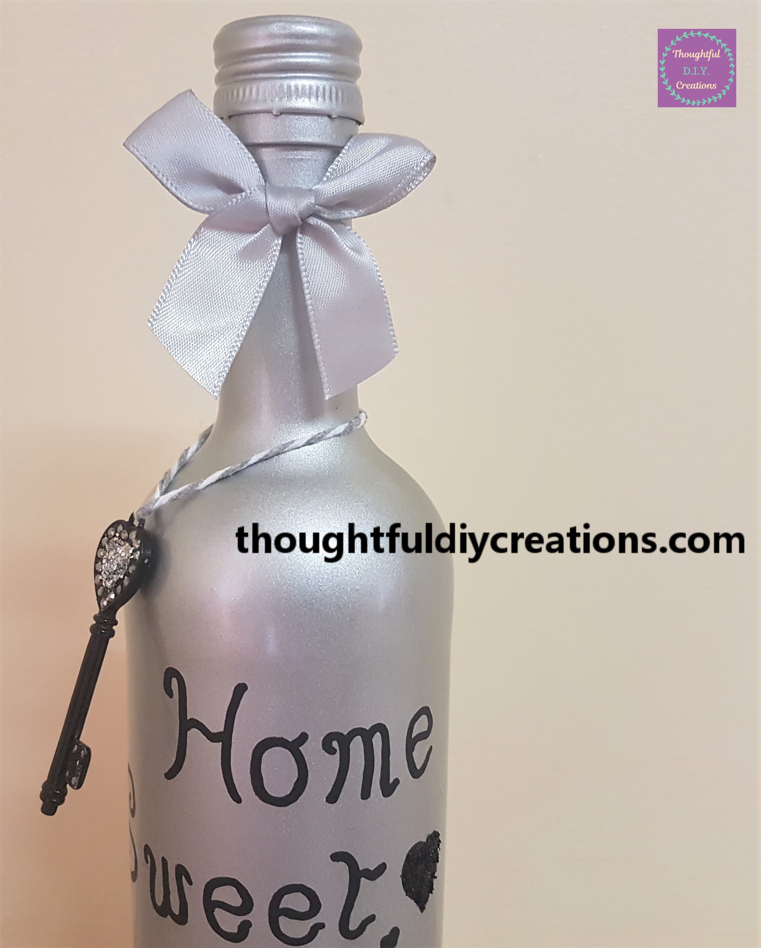 Upper half of the wine bottle.