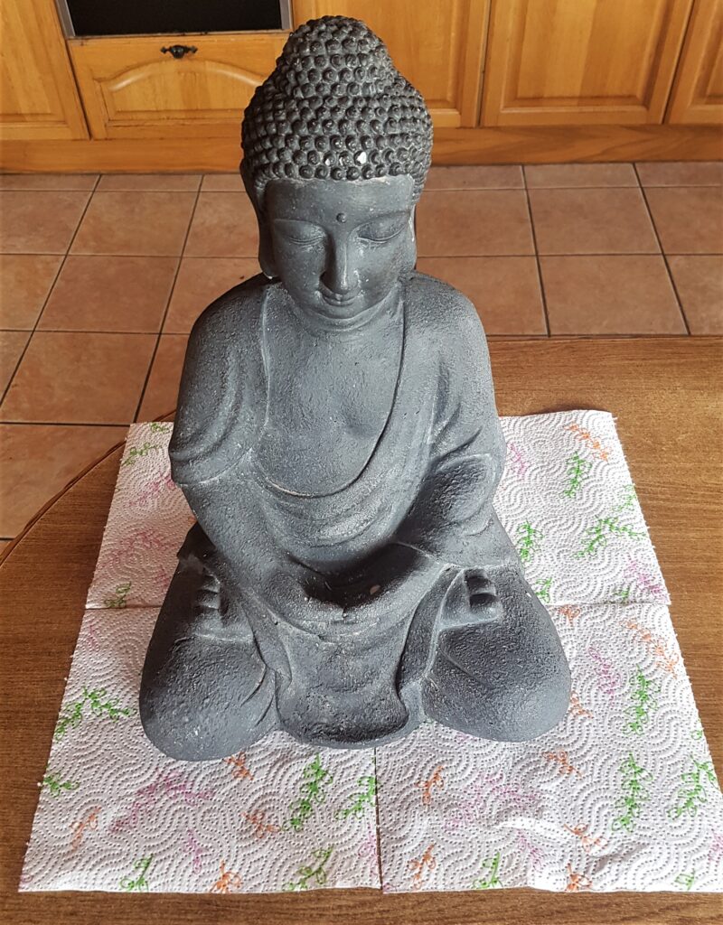 Buddha after being washed with Hot Water and a Cloth and air-dried.