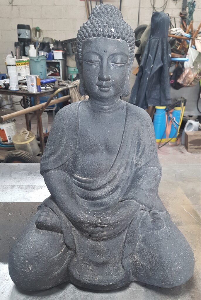 Closer look at the Buddha before being Spray Painted.