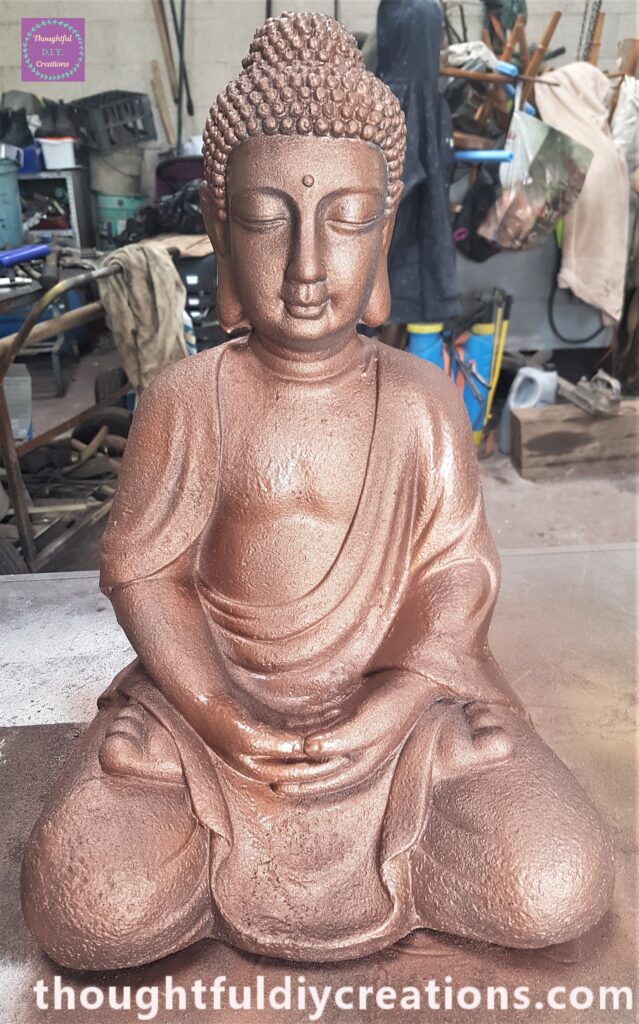 One layer of Spray Paint on the Buddha's Head and Body.