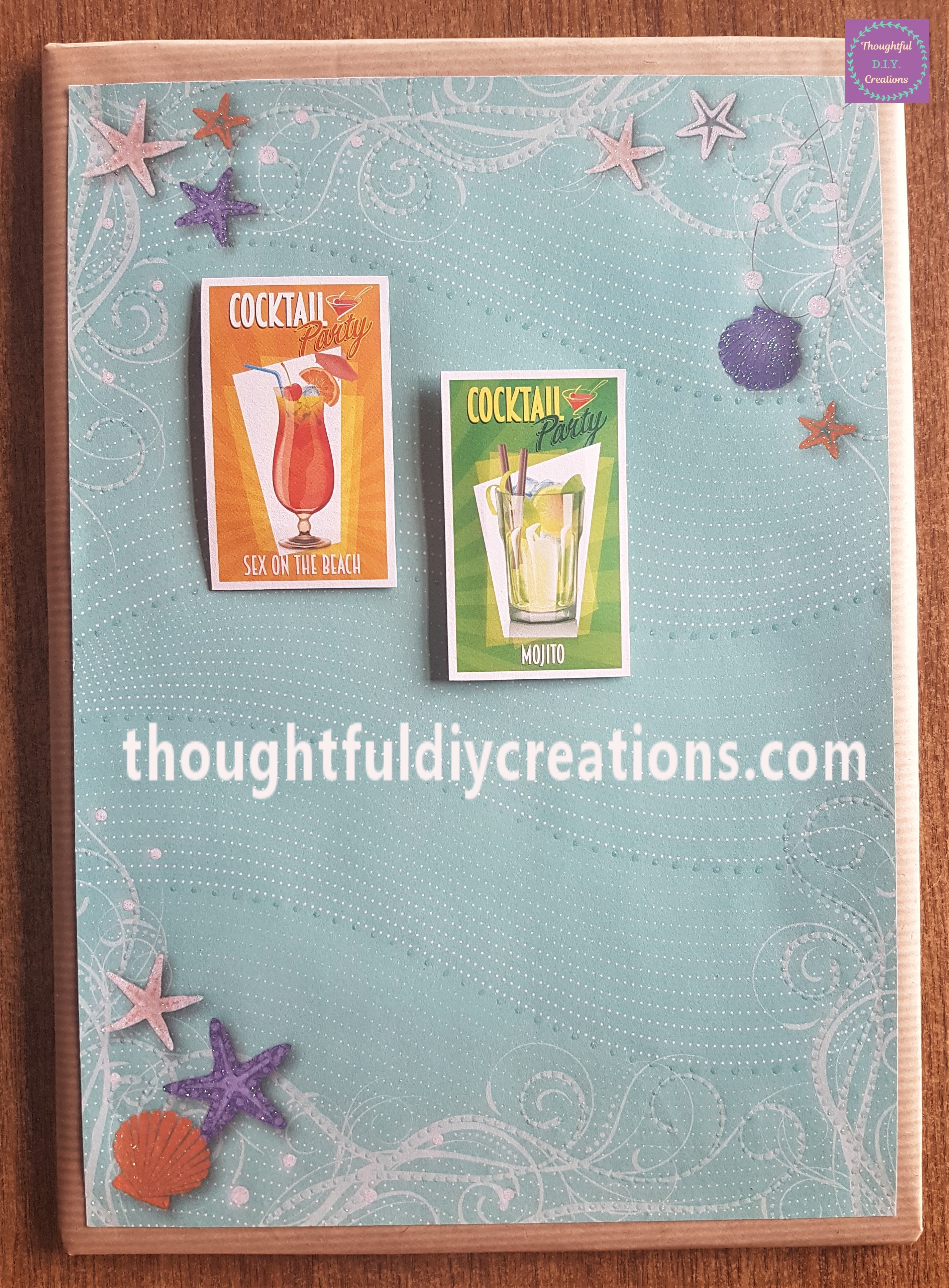 The same steps repeated with gluing the Cardboard Rectangles to the Cocktail Images and attaching them to the Page.