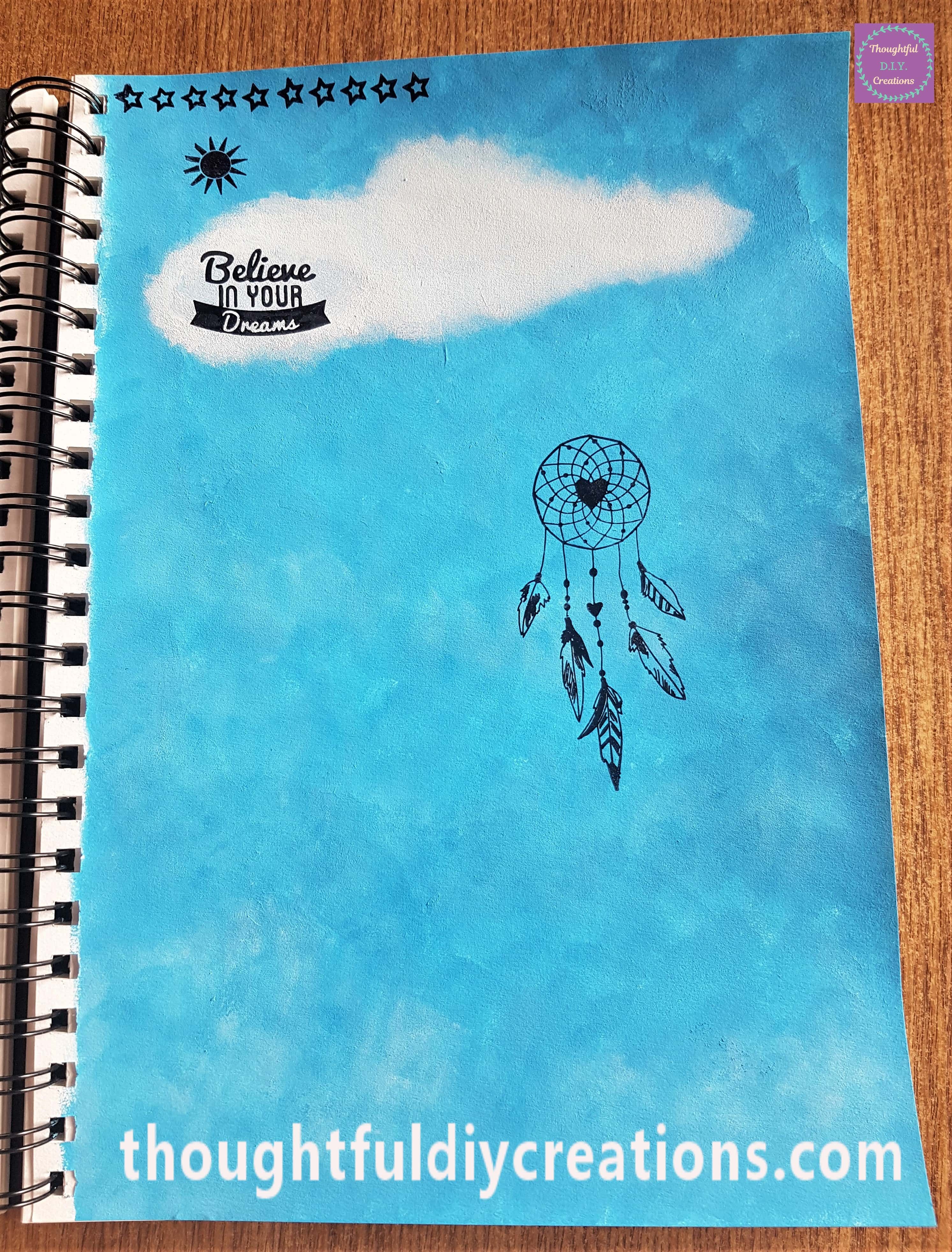 Stamp pressed into the ink again and attached another row of stars beside the first row.