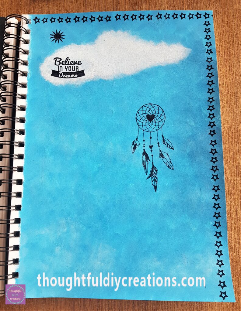 Row of stars down the right hand side of the page.