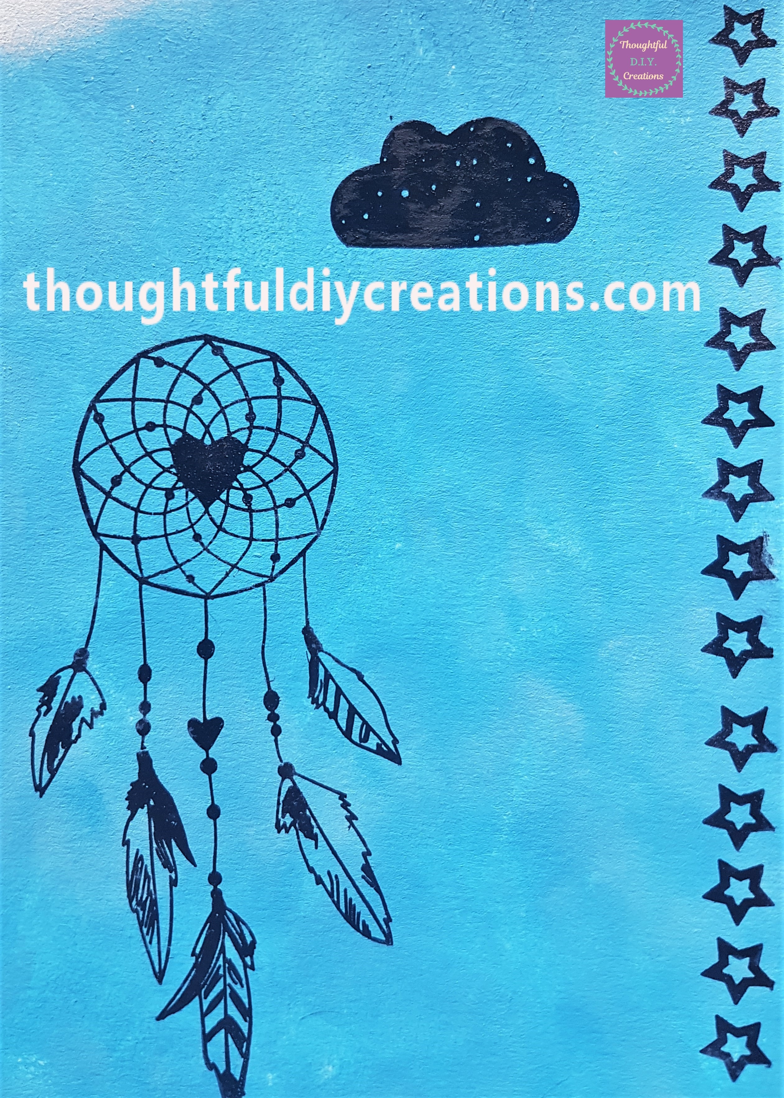 Small Cloud Stamp placed over the Dreamcatcher.