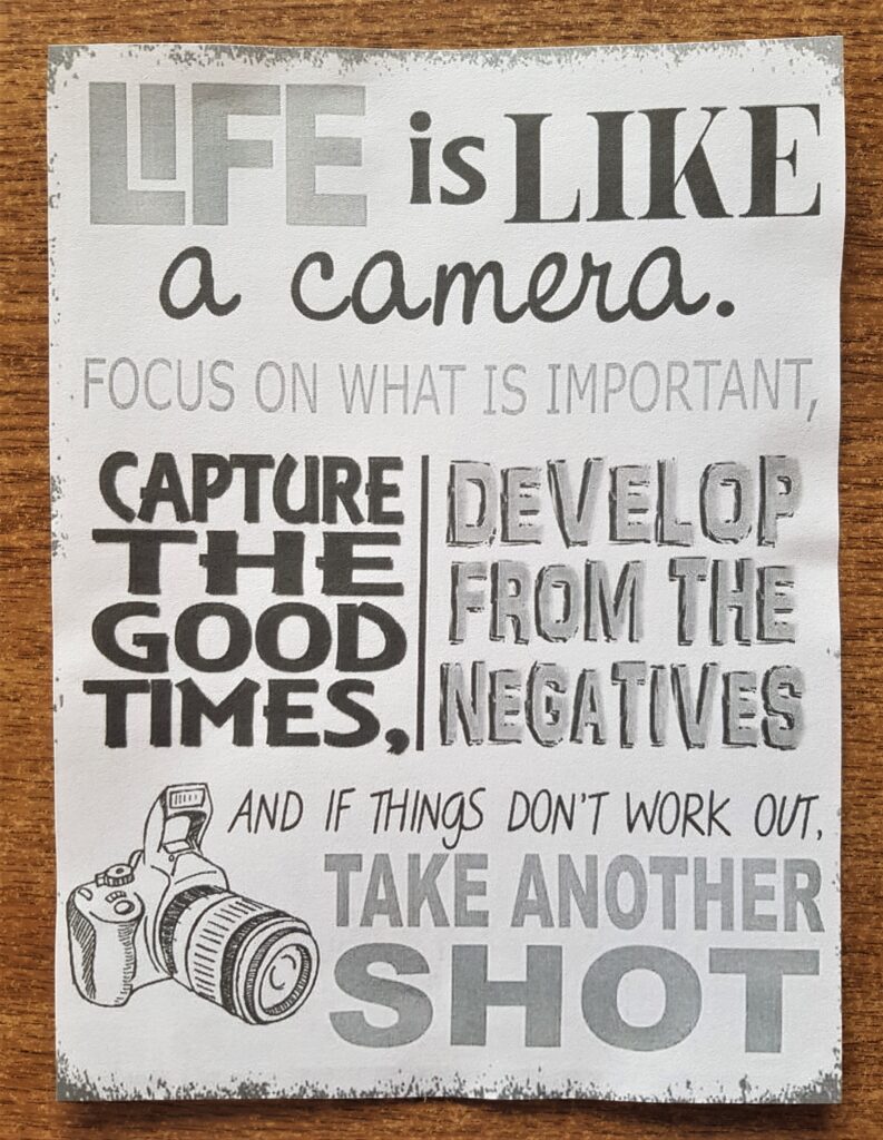 Cut around the border of the Camera Quote.