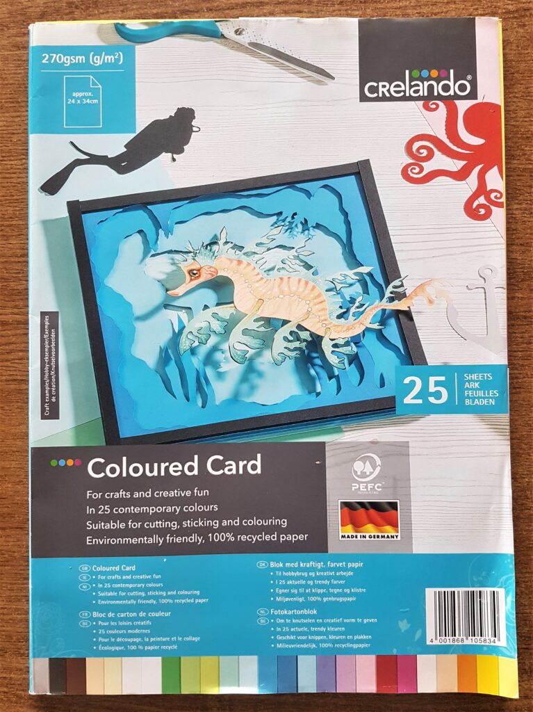 Coloured Card Pad 270 gsm for the base of the Card.