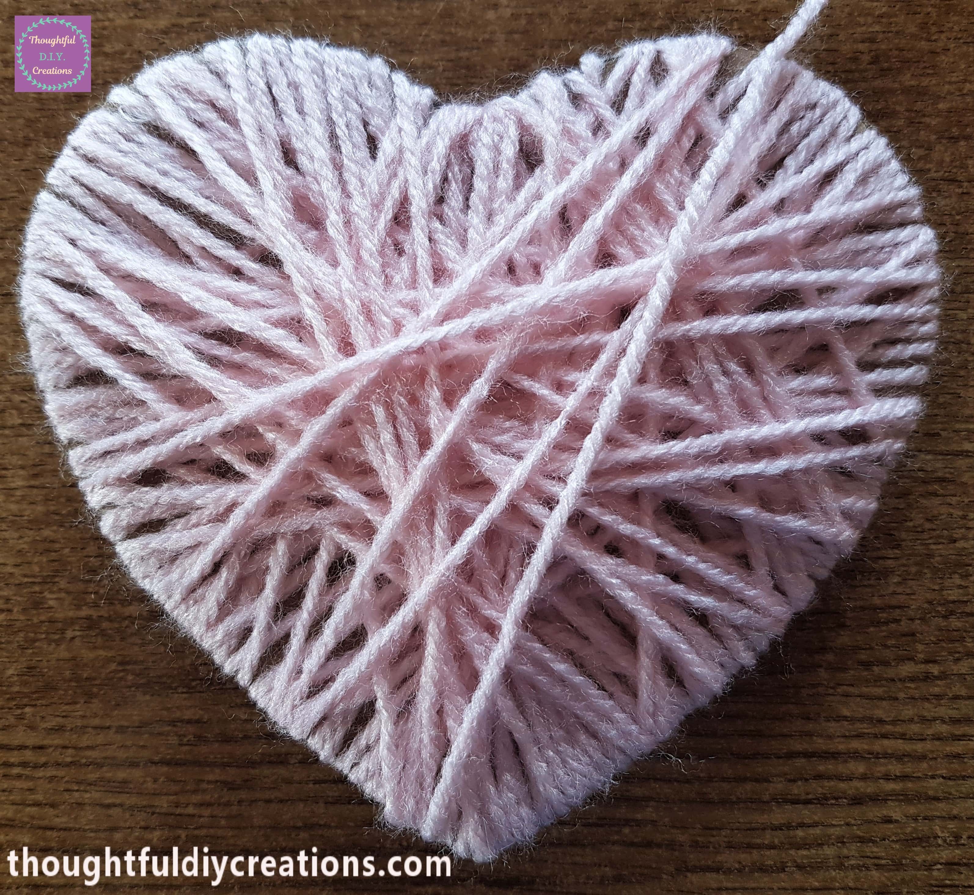 Close-up of how the wool heart is coming together.