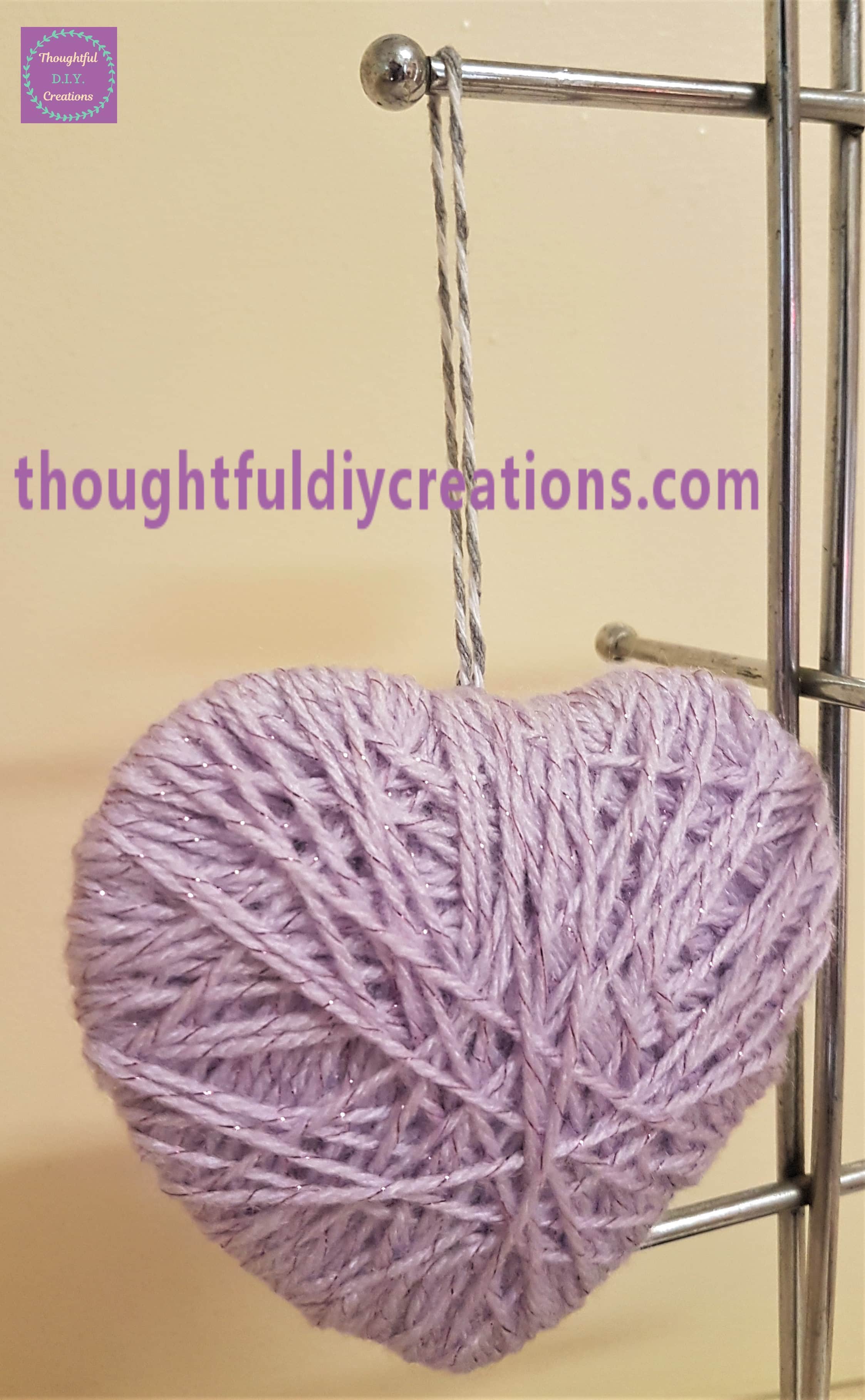 Closer look at the Purple Wool Heart.