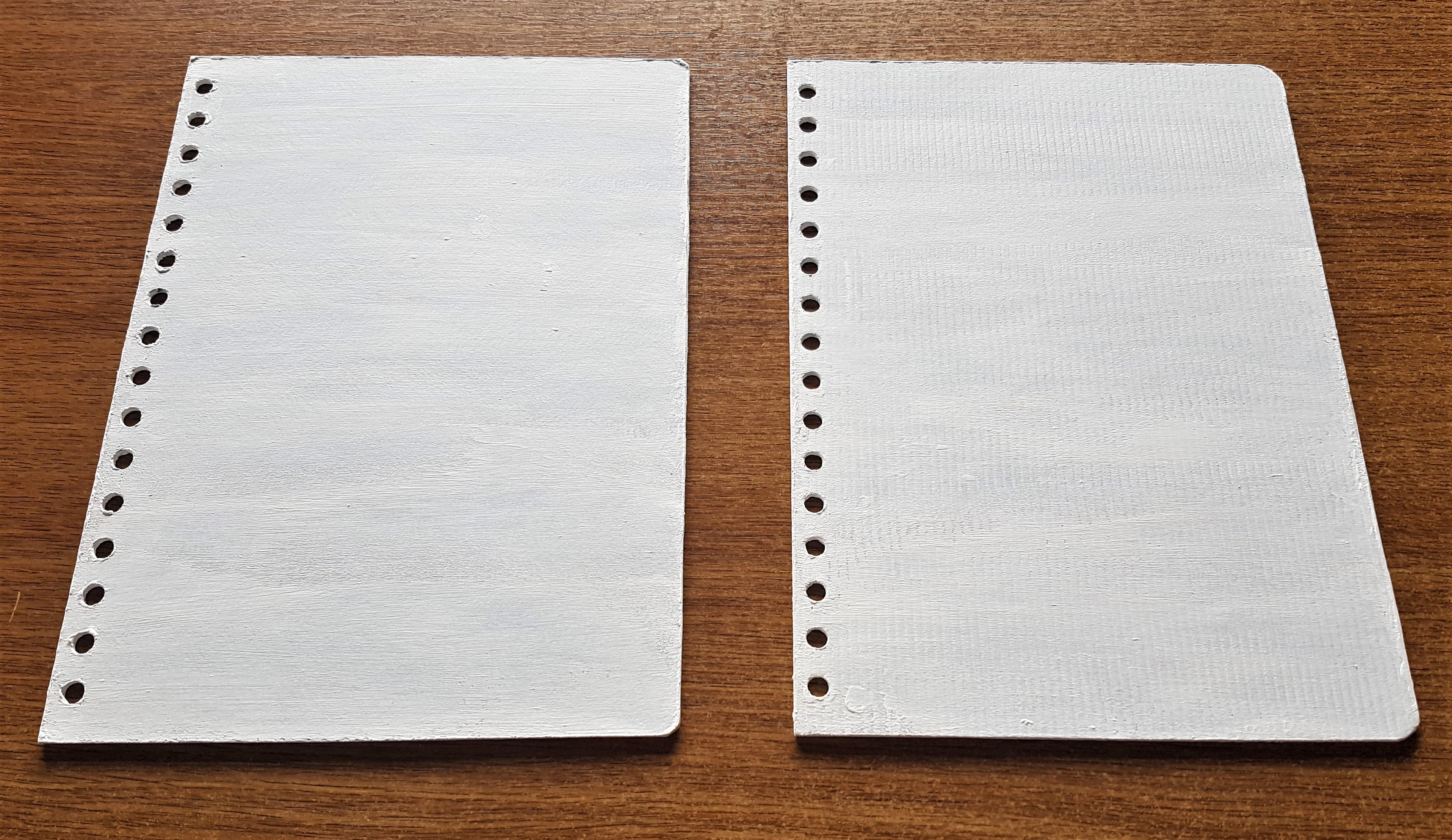 Applied 2 Layers of White Acrylic Gesso to the Front of the Journal Covers using a Flat Paintbrush.