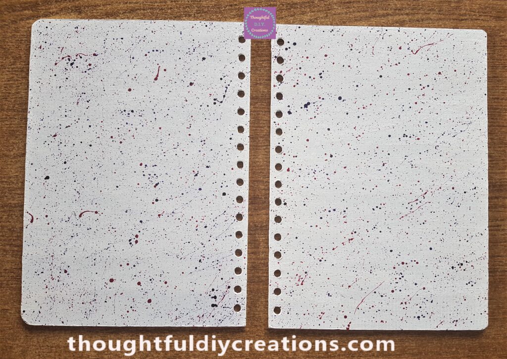 Purple Splatters added to the inside of the Journal Covers.