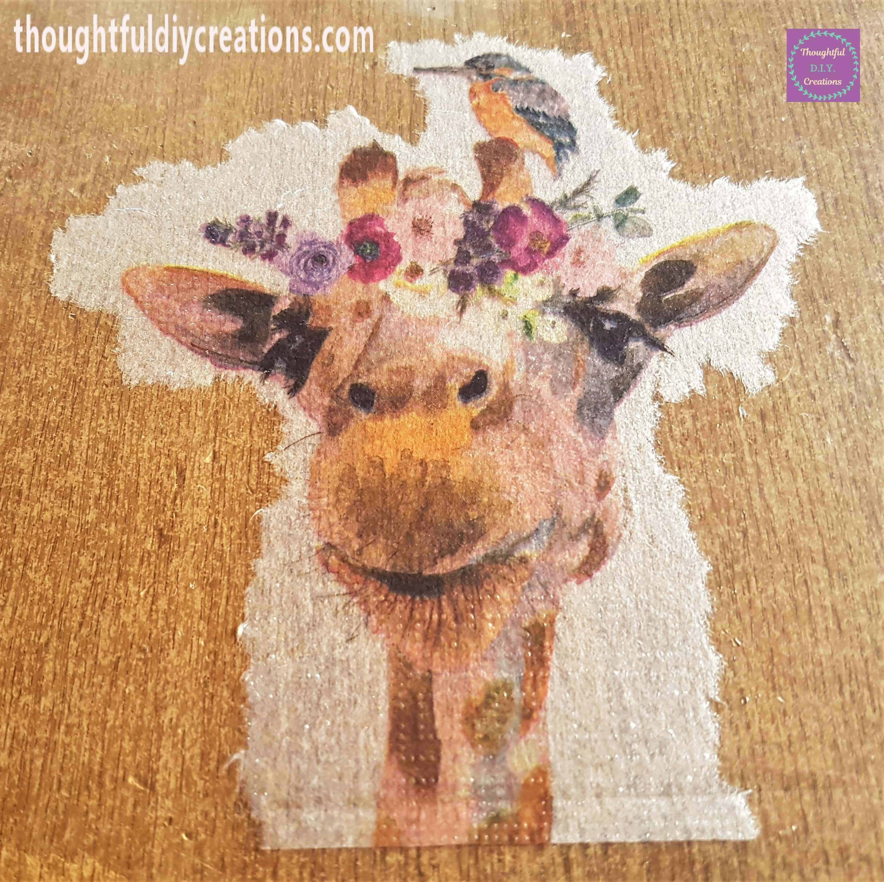 I removed all the white tore parts from the Decoupage Napkin.