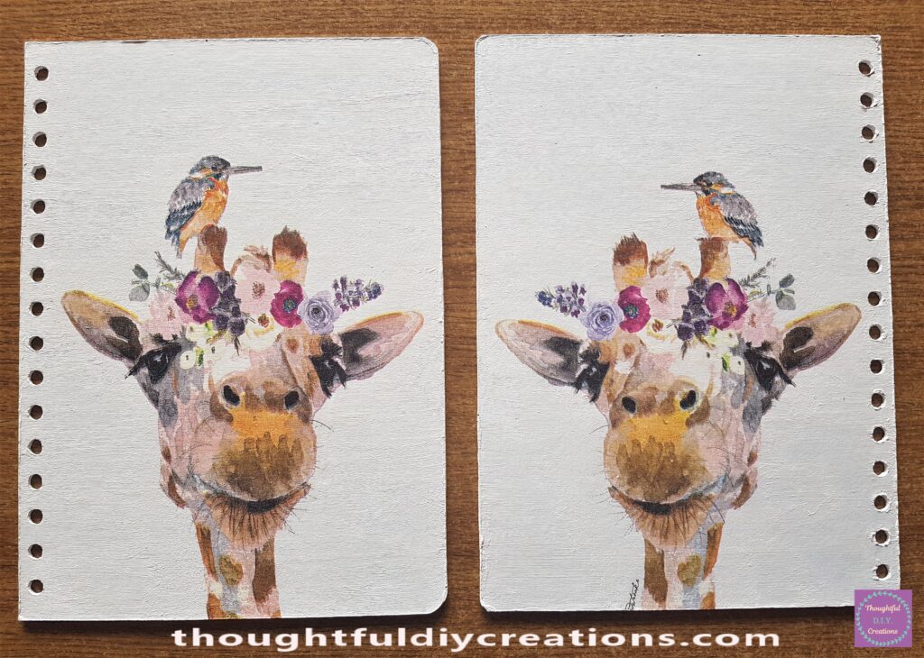 2 layers of white acrylic paint added to the white parts of the napkin and edges to blend them into the background.