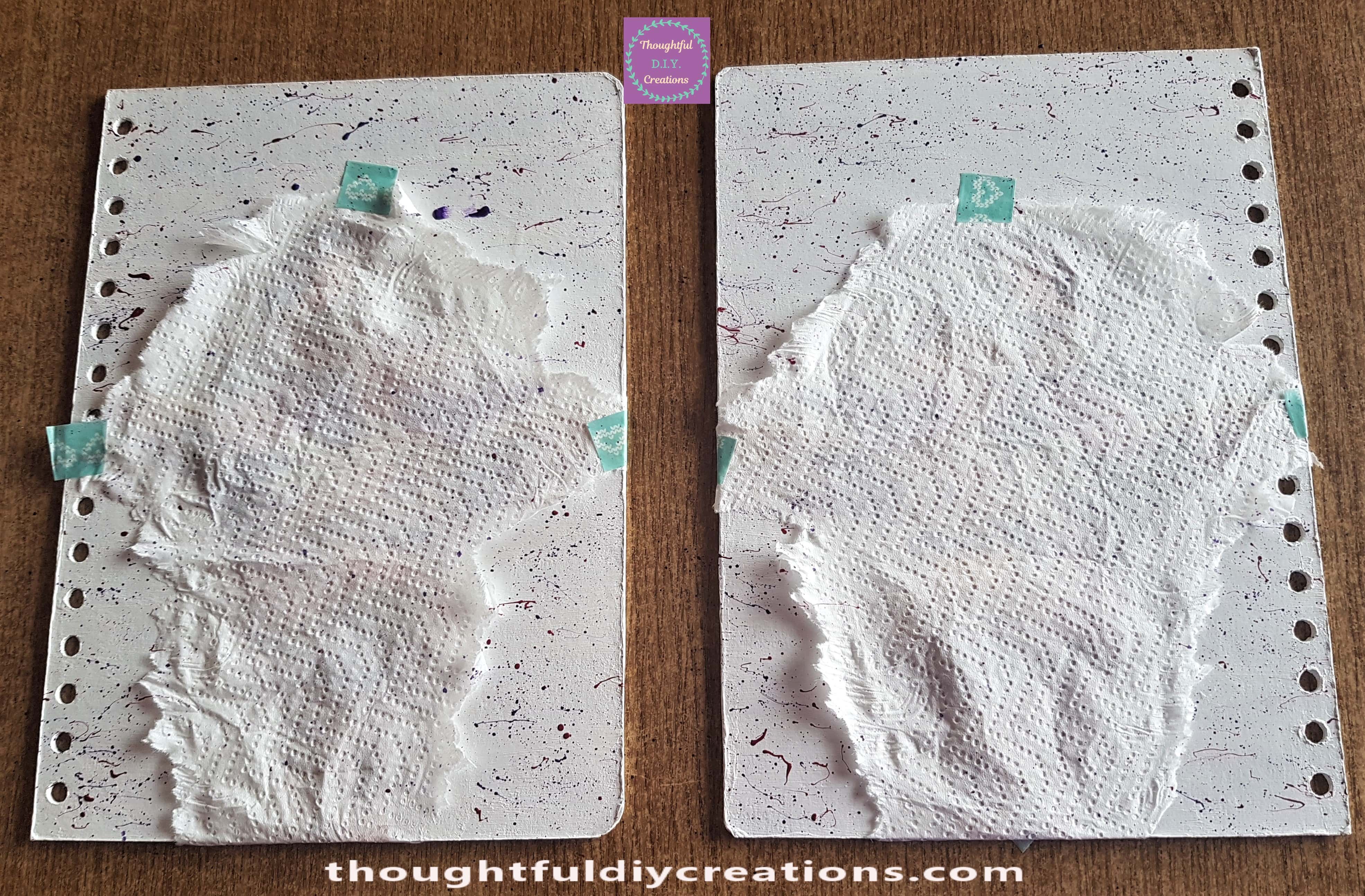 Yellow Ochre Paint Splatters added when the Purple Paint was dry.