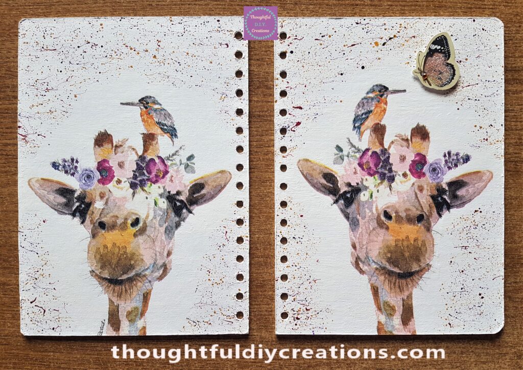 Completed Decoupage Napkin Journal Cover.