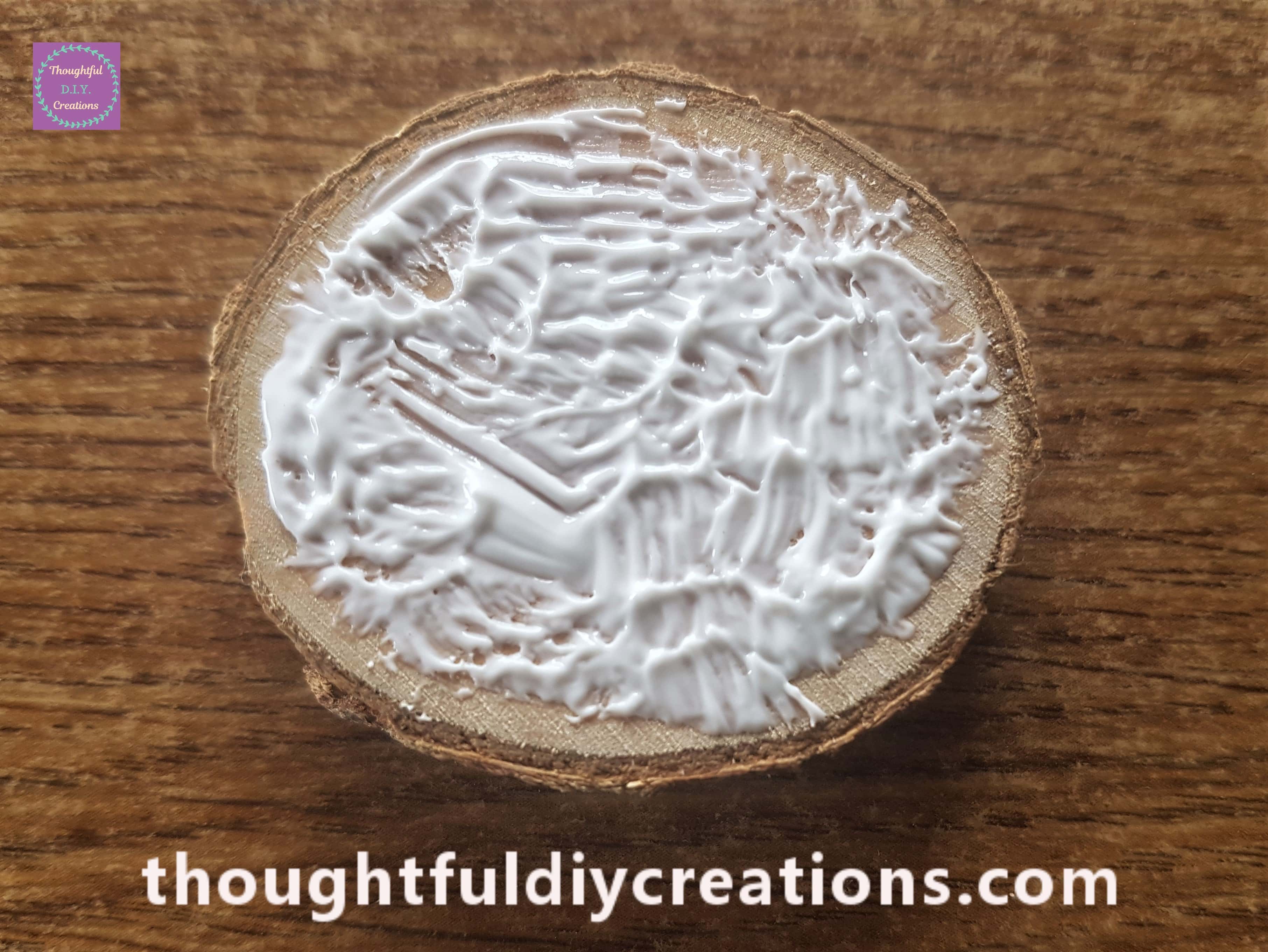 Anita's Tacky PVA Glue all over the back of the Wood Slice with a paintbrush.