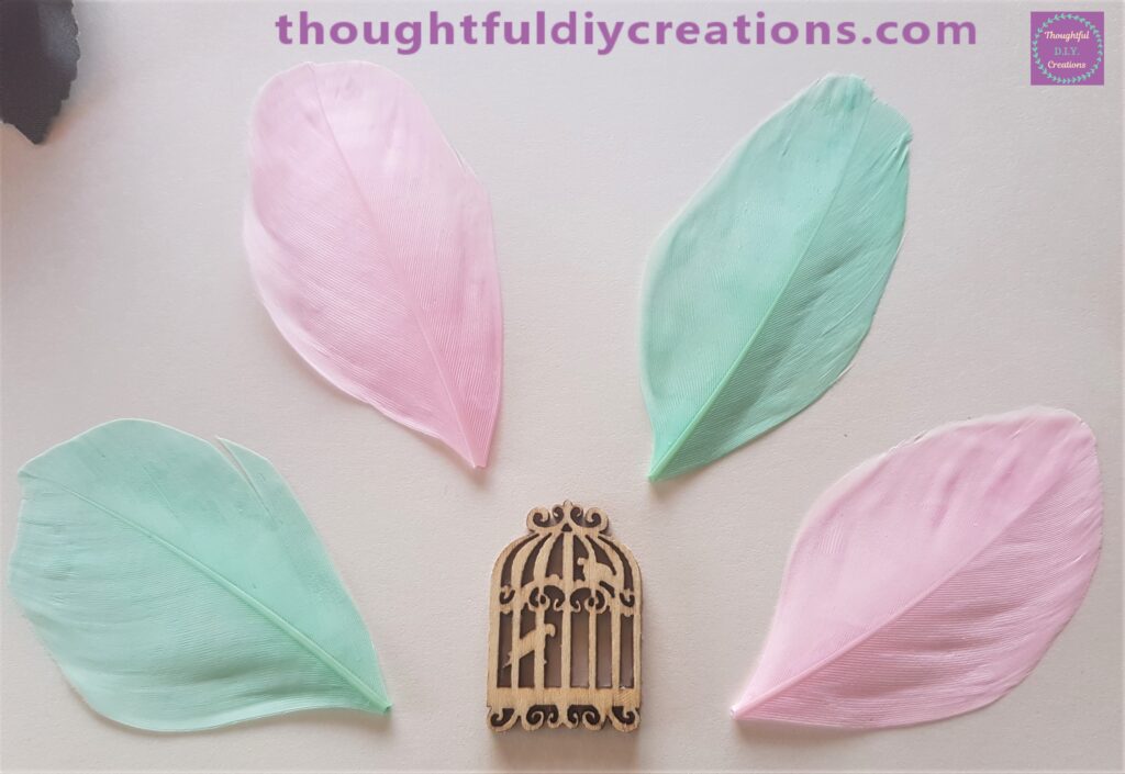 Attached in between the feathers using PVA Glue.