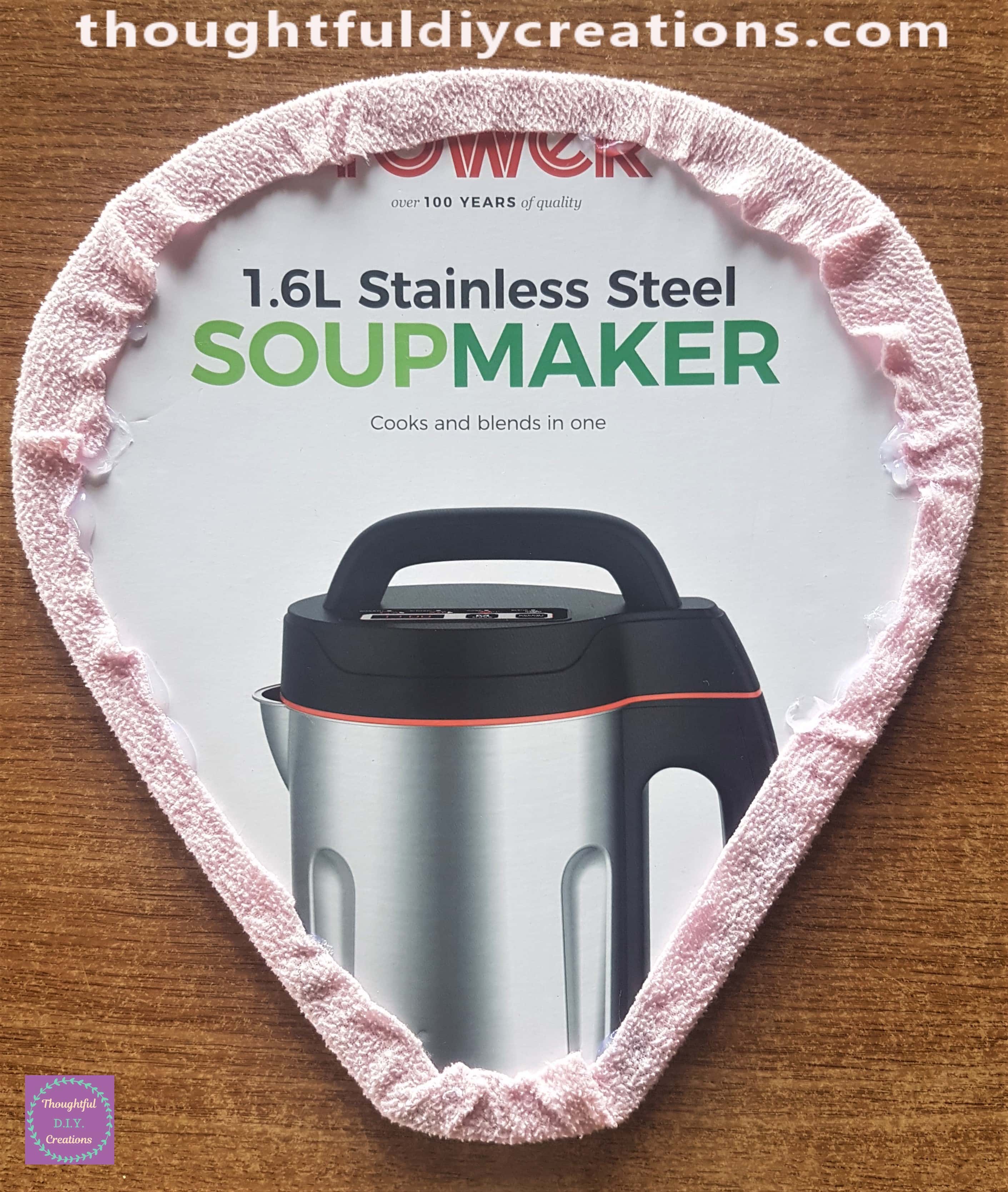 All of the fleece hot glued to the cardboard.