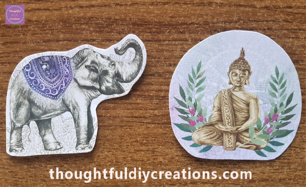 I cut around one Elephant and a Buddha, I also cut out a Lotus Flower.