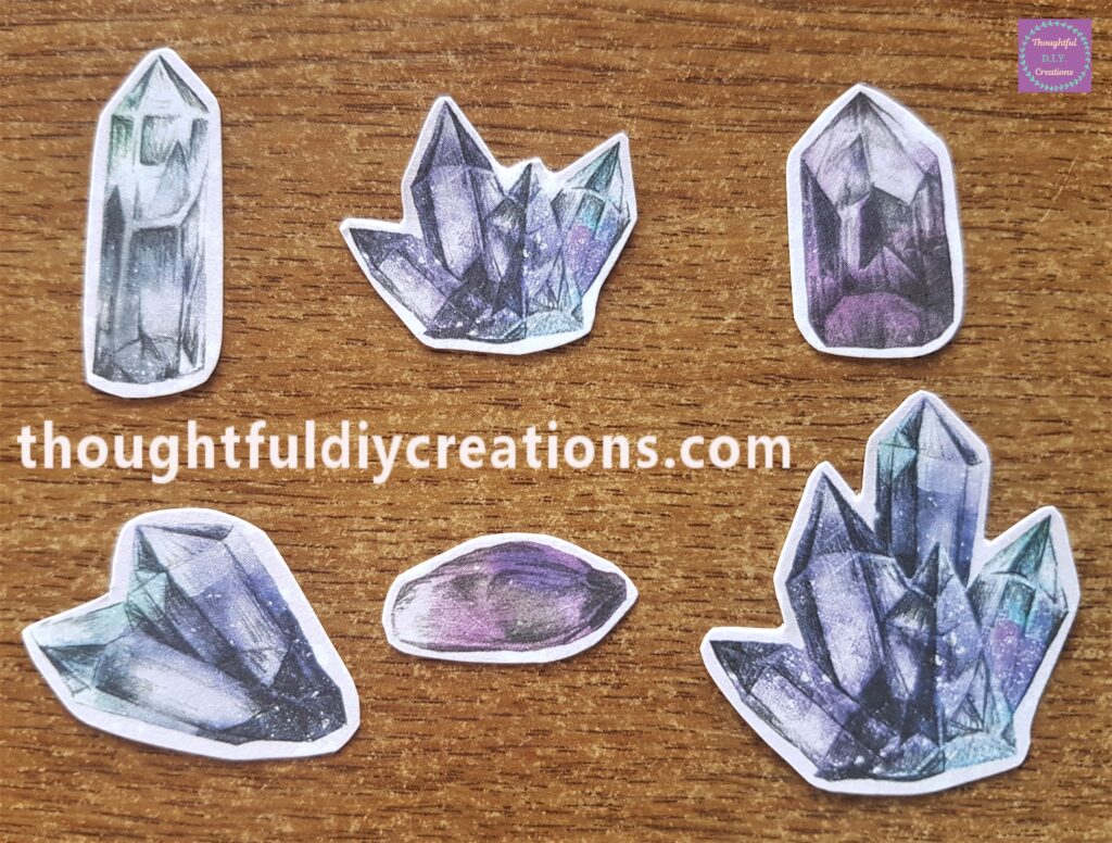 I fussy cut around 6 different crystals using a small sharp scissors.