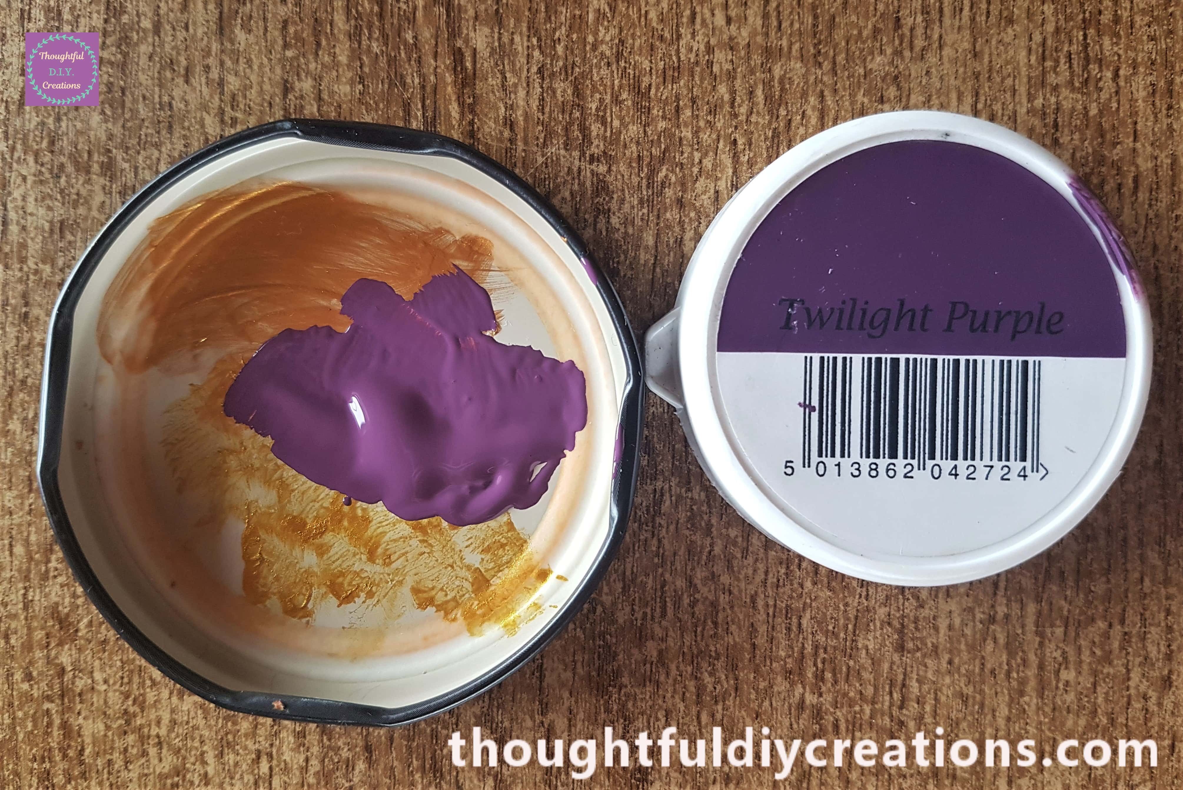 I put some Twilight Purple Paint into an old lid from a jar.