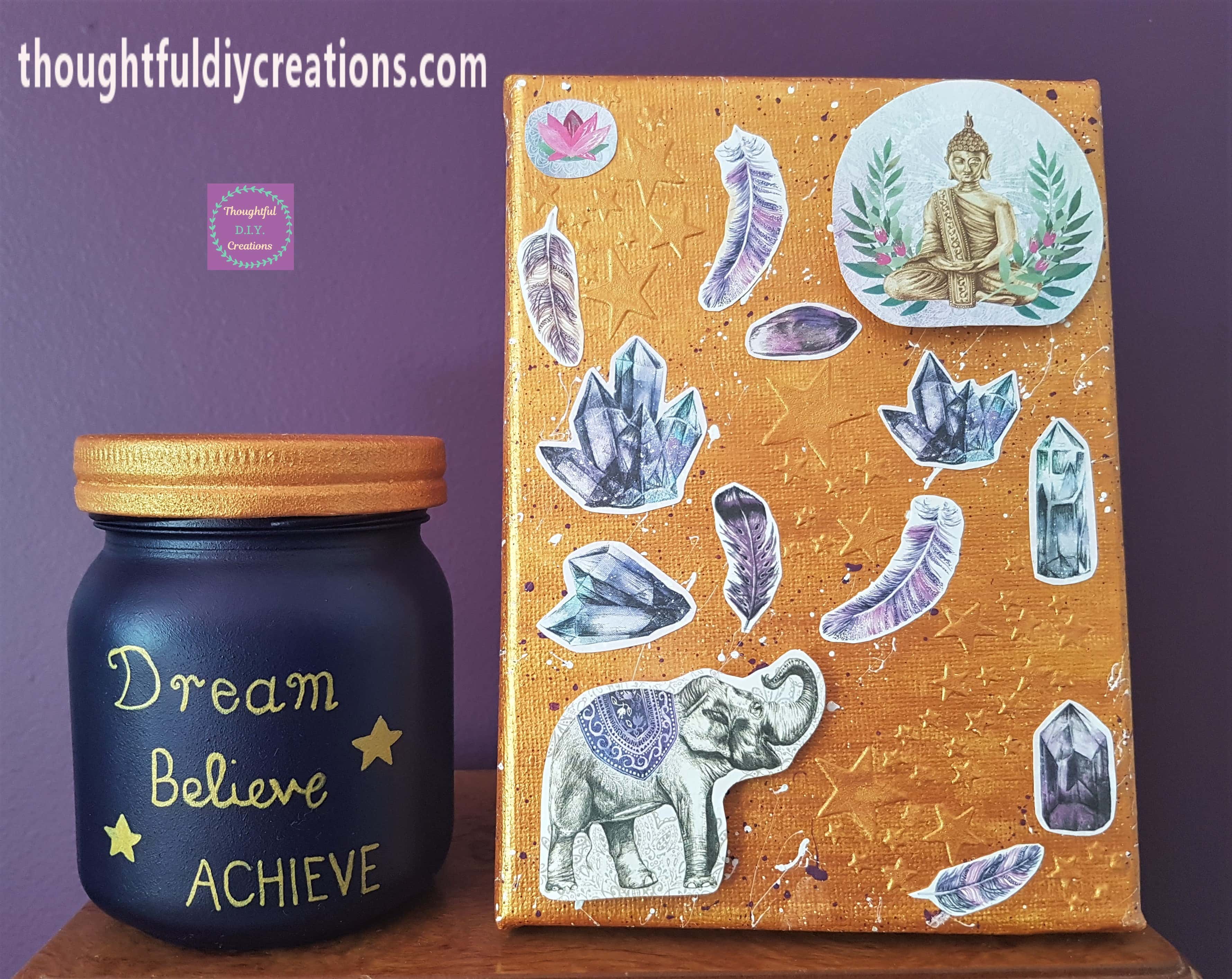 Spiritual Canvas beside the Jar I made a couple of weeks ago.