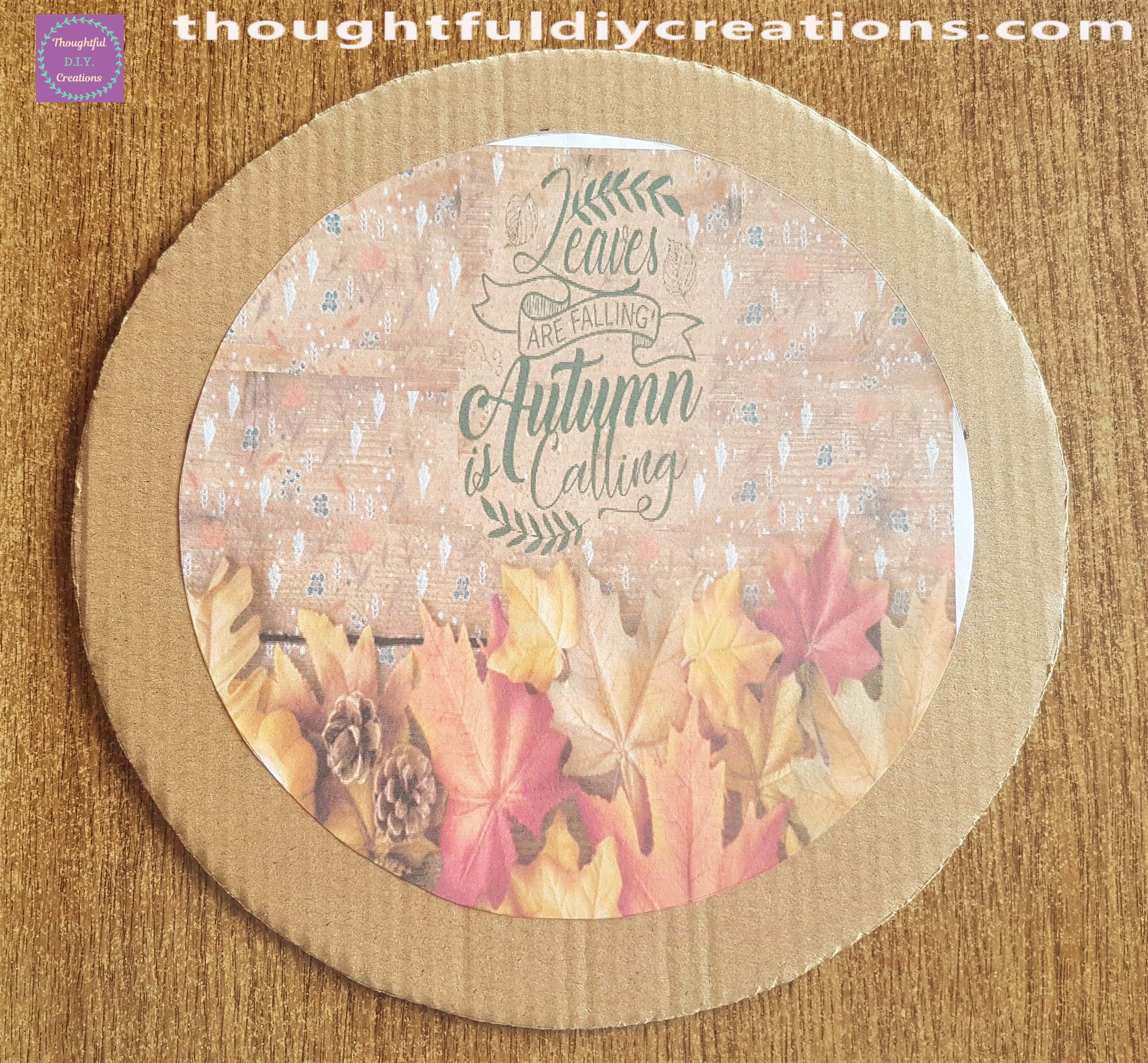 I attached the Autumn Image to the Cardboard with Pritt Stick.