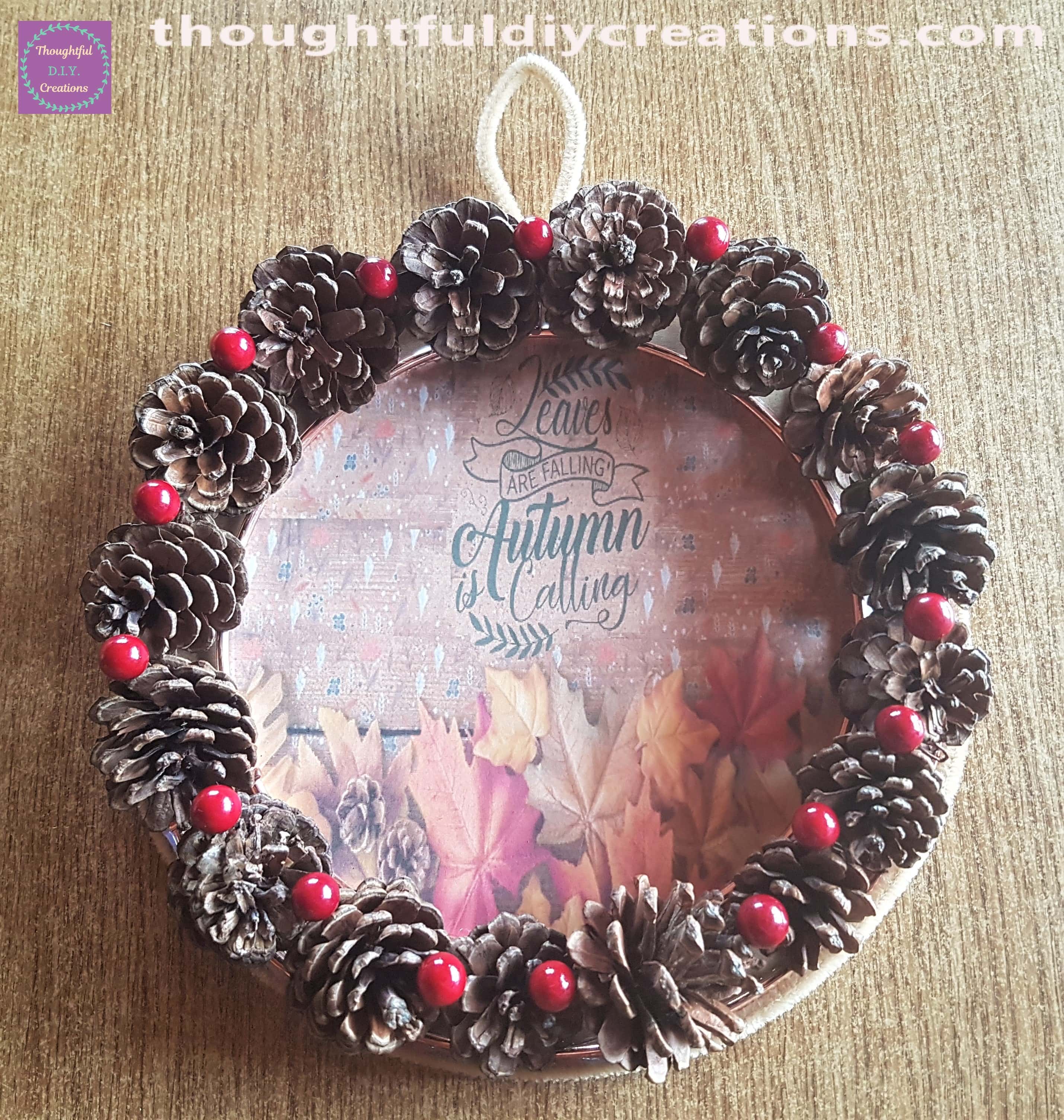 I continued until I had a berry between each pine cone on the Autumn Wreath.