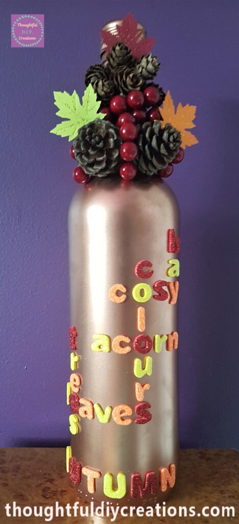 Completed Autumn Bottle Craft.