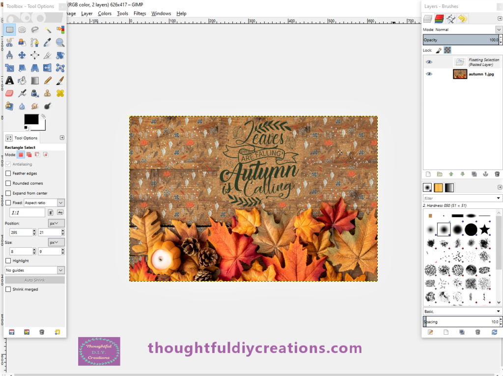 I positioned the Quote in the middle of the background. I exported the image to JPEG File.