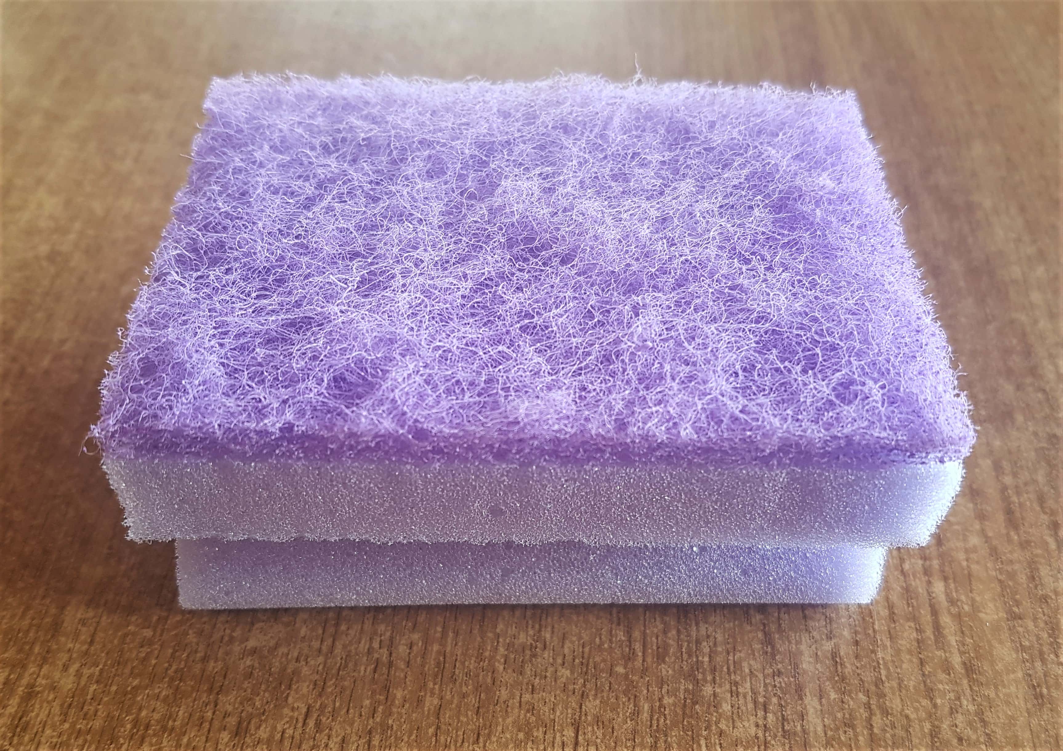 The rougher darker shade of purple part of the sponge to Paint the Stand. It gave more texture.