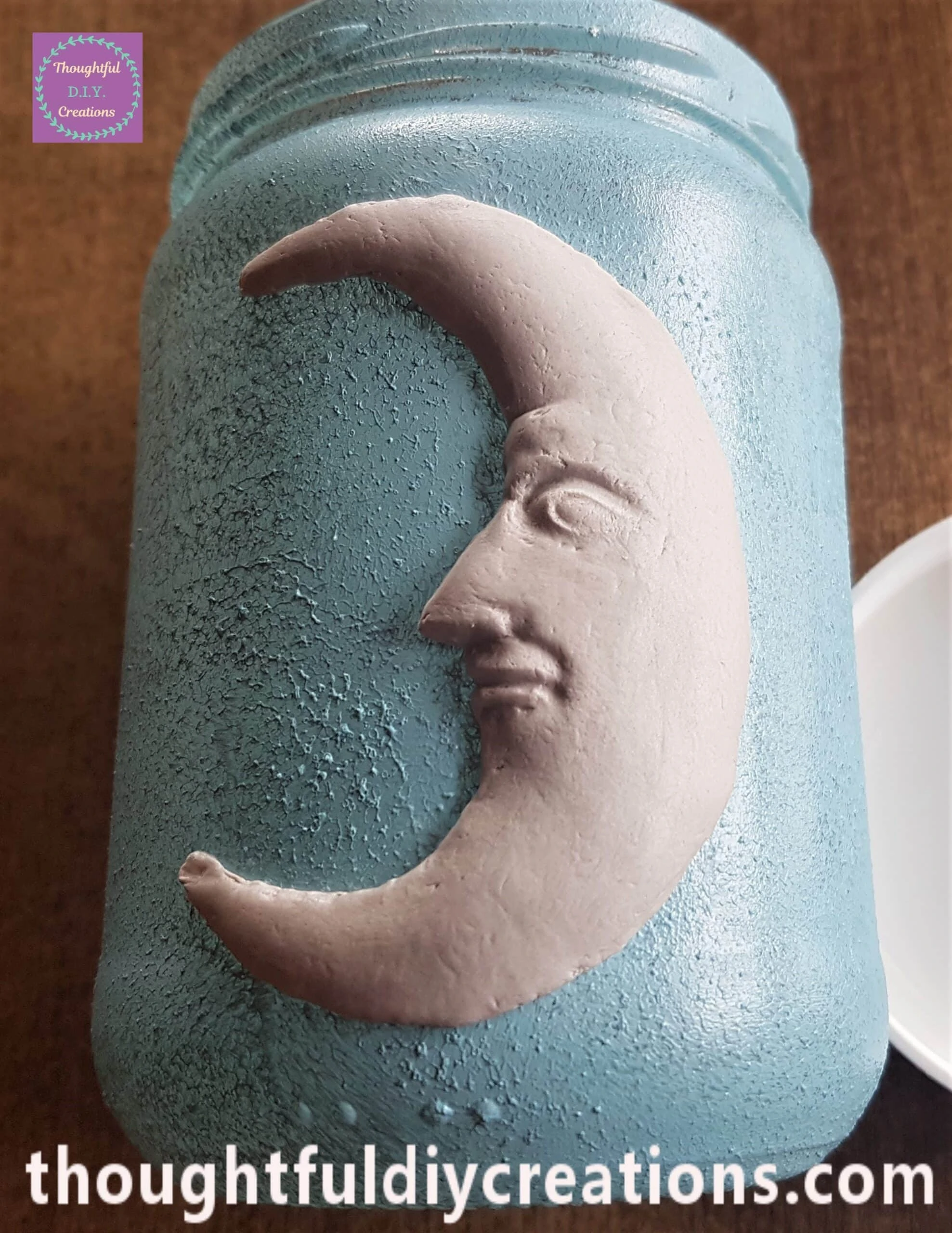 I attached the Clay Moon to the front of the Jar.