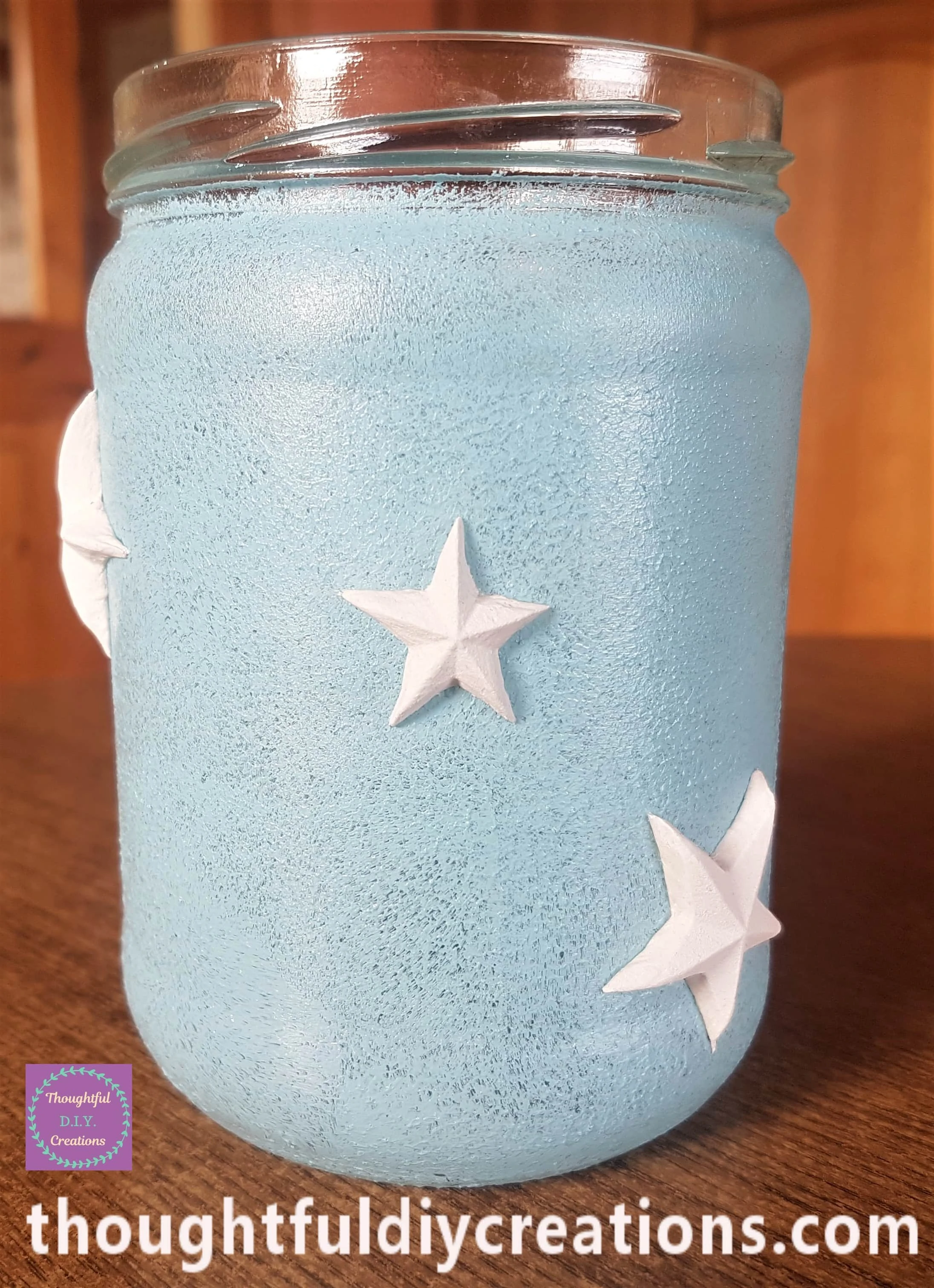 I added 3 clay stars to the jar; 2 bigger stars with a smaller one in the center.