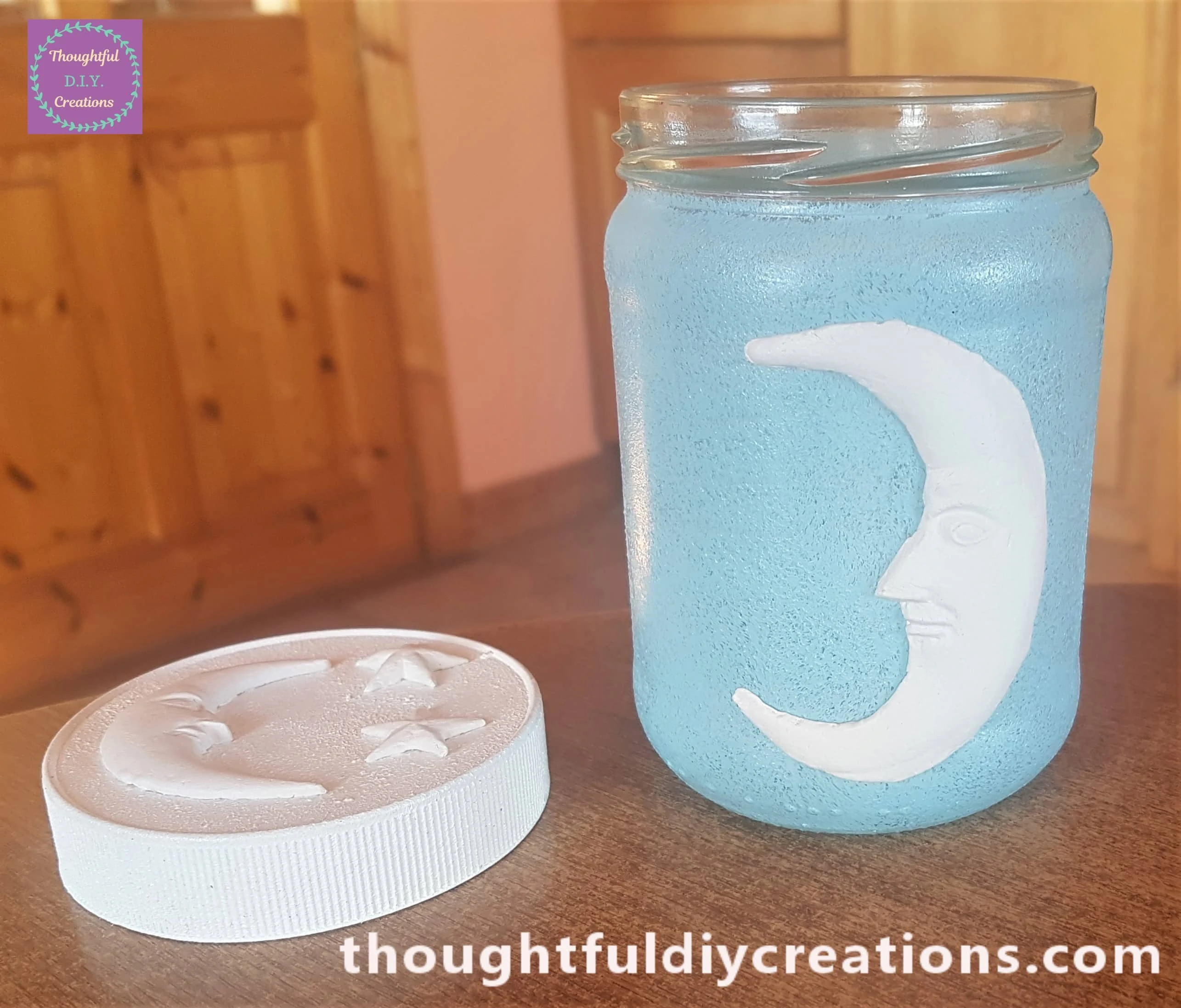 Moon and Stars Moulds on the Lid and front of the Jar.
