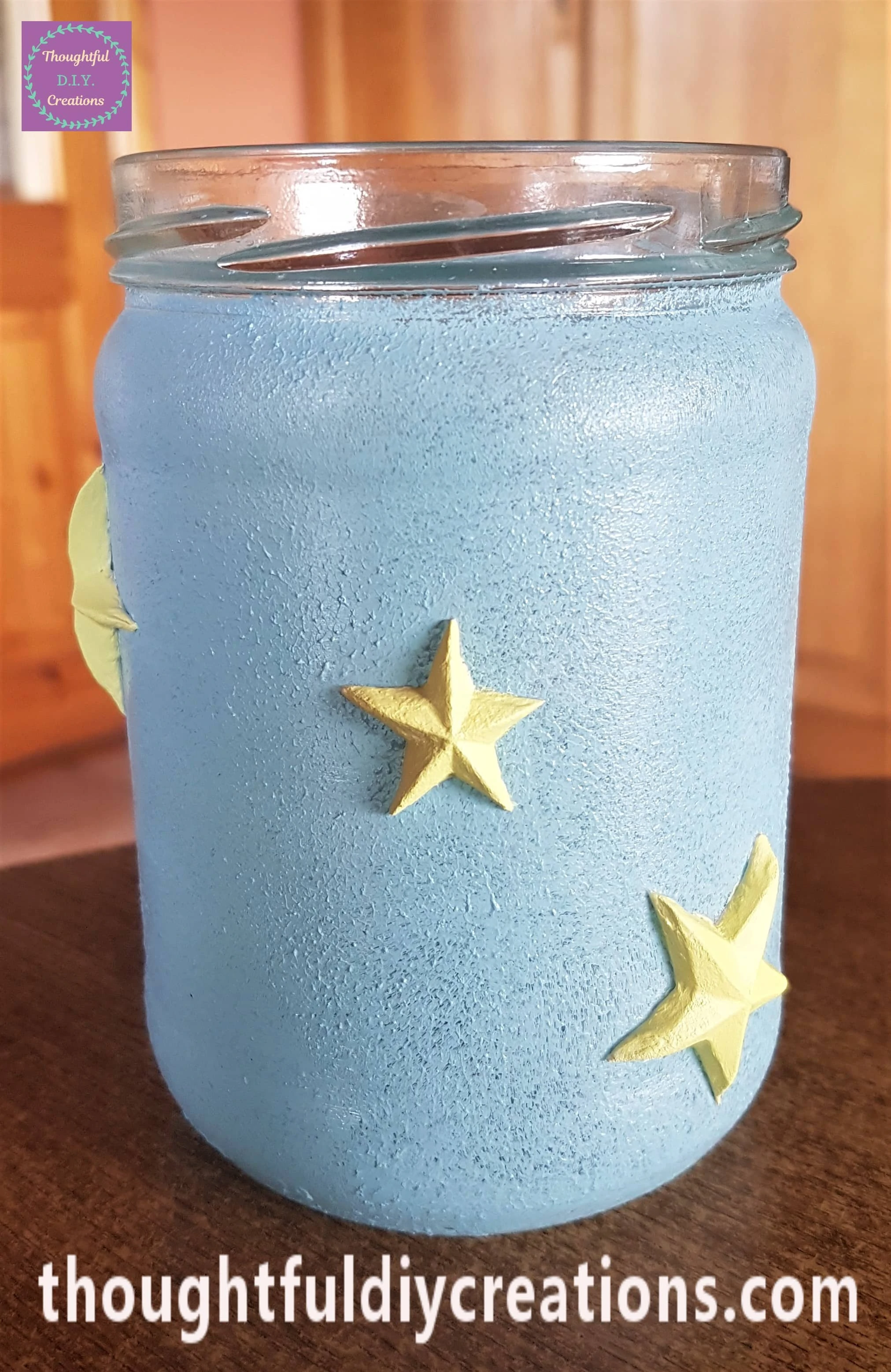 I painted 2 layers on the stars on the jar.