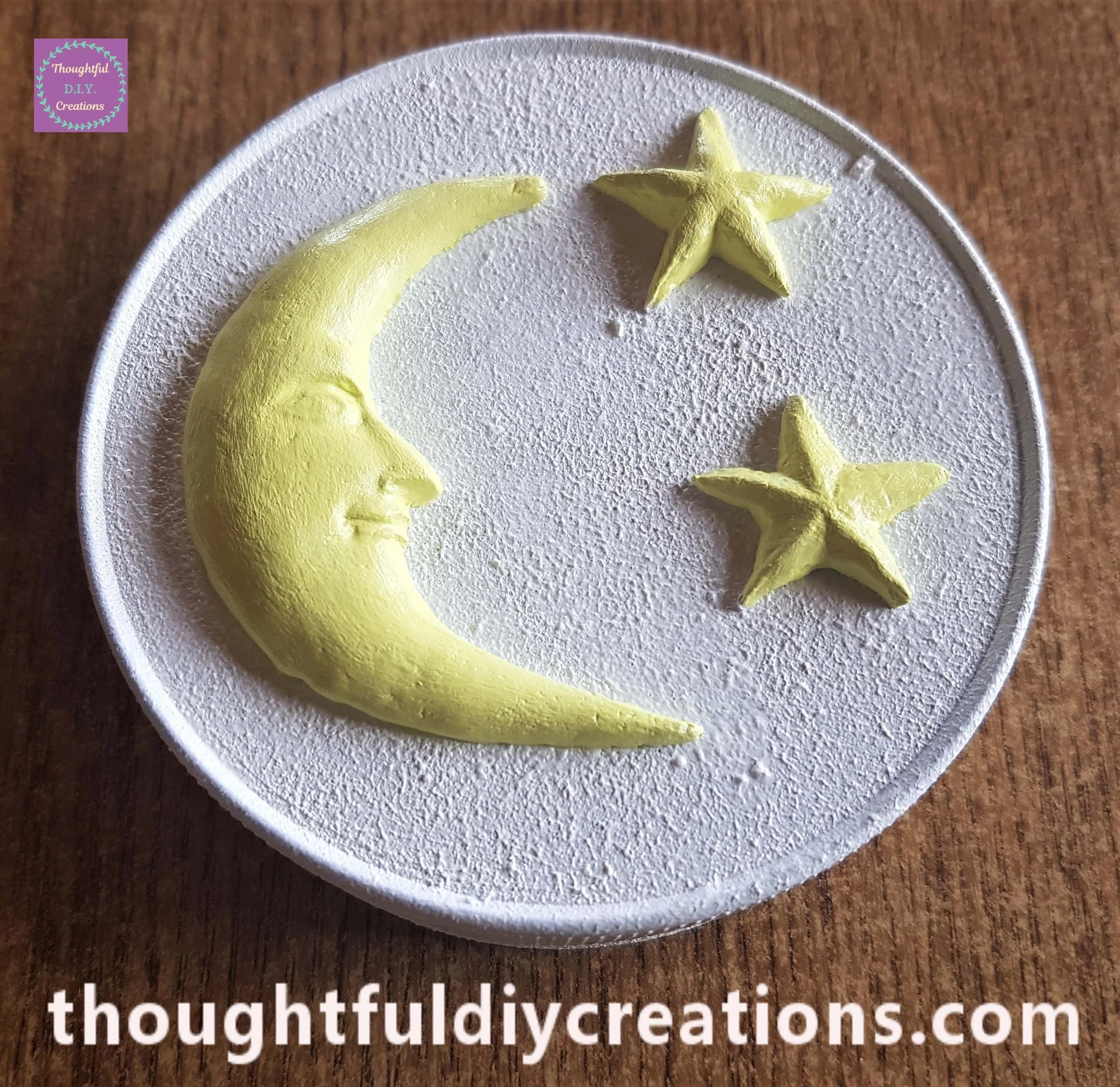 I applied Mod Podge Gloss over the Moon and Stars to seal them and add shine.