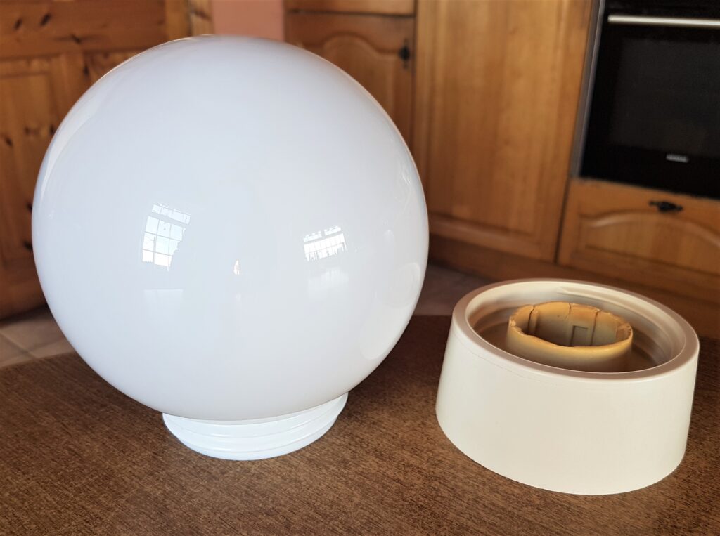 The Light Bulb and Stand after they were soaked in the sink with washing-up-liquid and warm water, rinsed and dried.