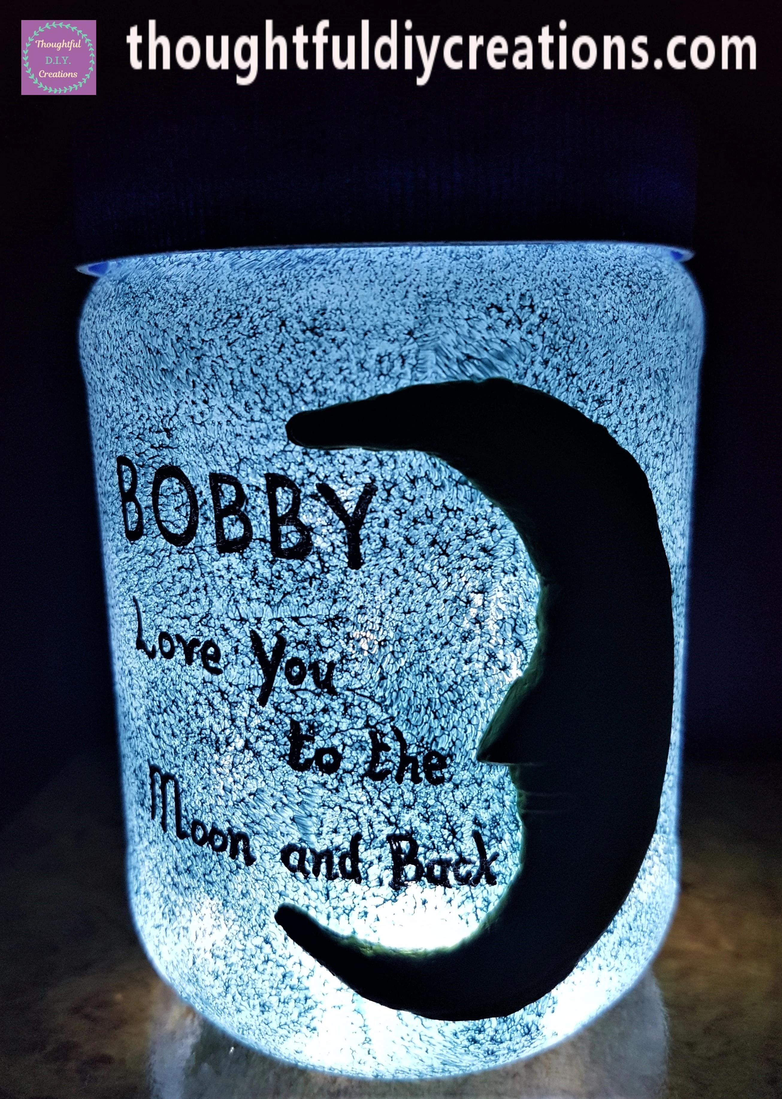 I turned the bedroom light off and took a photo of the jar with just the battery lights turned on.