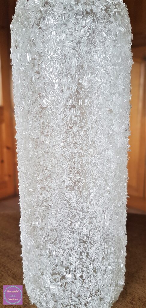 A closer look at the epsom salts which give the frosted glass appearance.