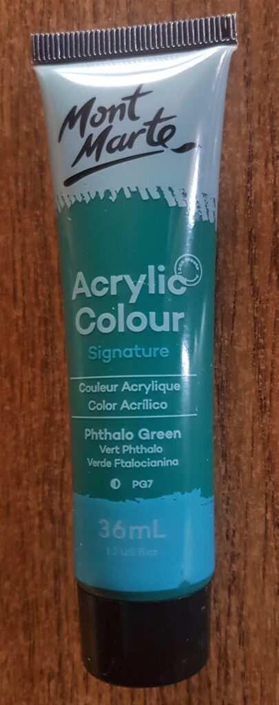 Tube of Phthalo Green Acrylic Paint.