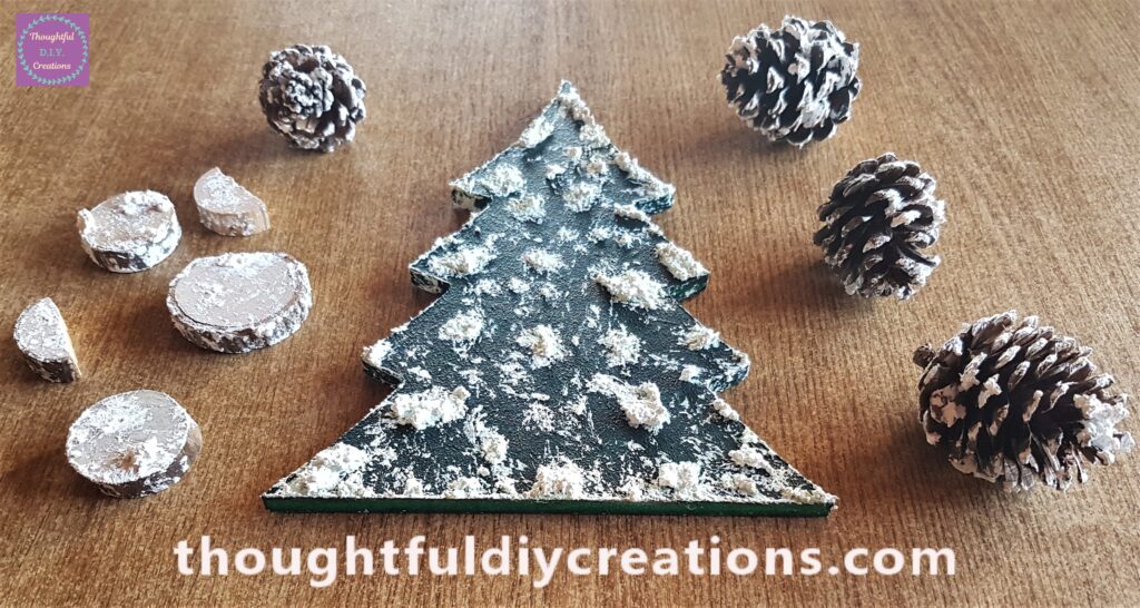 The completed christmas tree. Snow paste dried and set the next day.