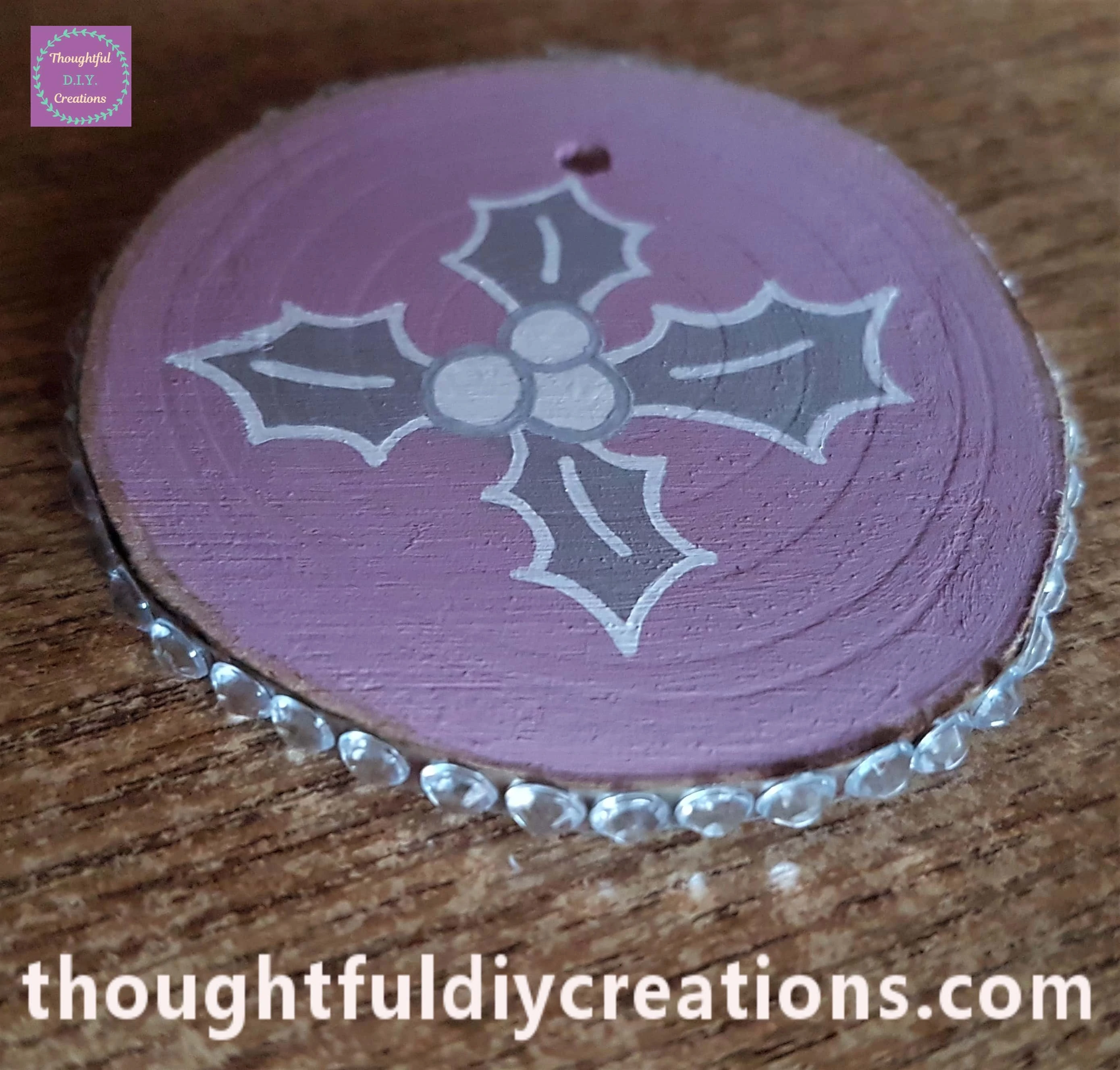 I attached the gemstone stickers along the edge of the wood slice.