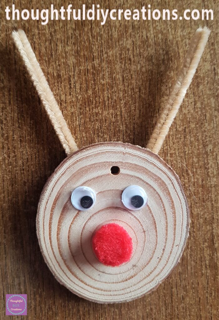 The 2 biggest pipe cleaners and hot glued them to the back of the wood slice.