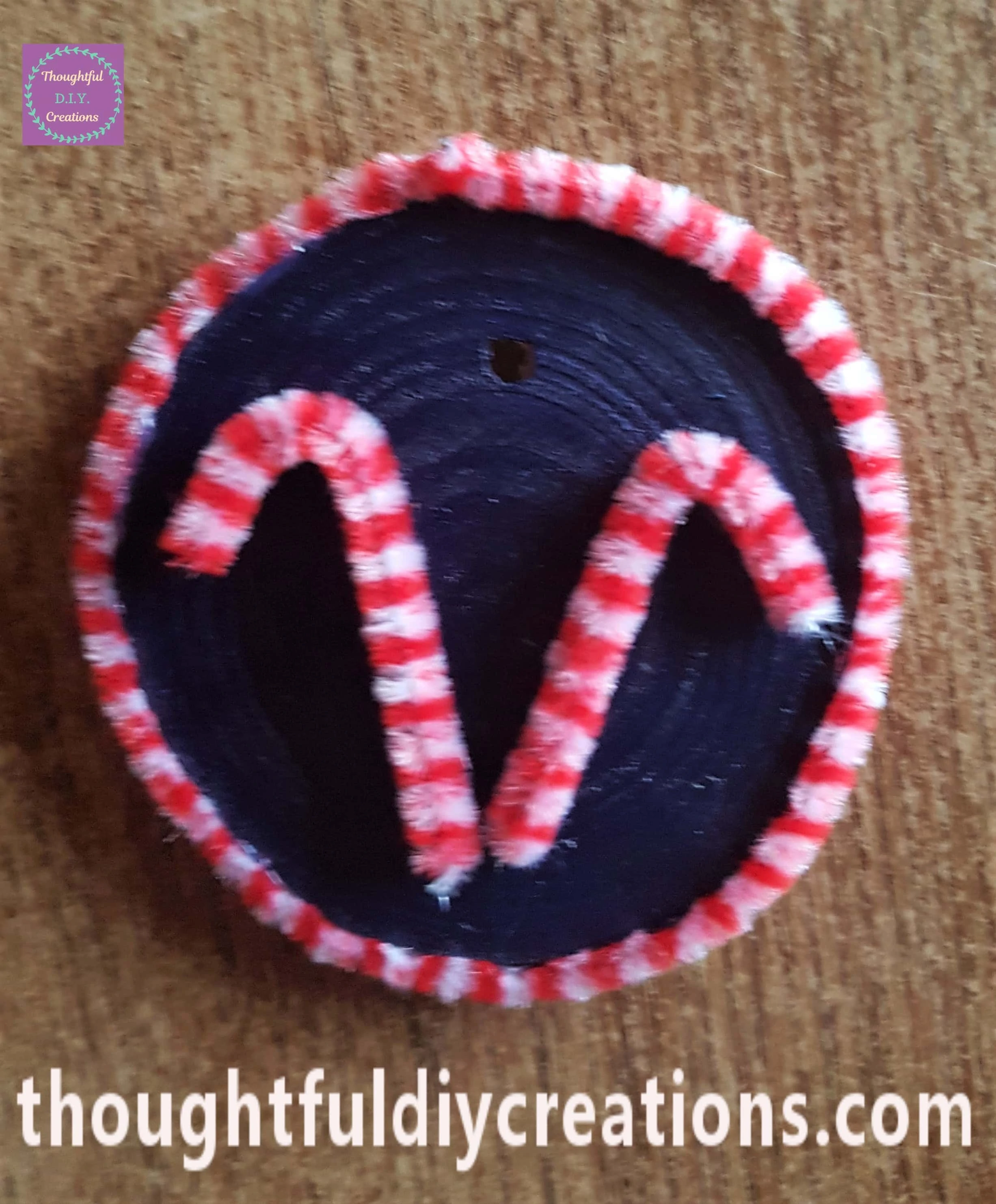 I hot glued the rest of the pipe cleaner around the edge of the decoration.