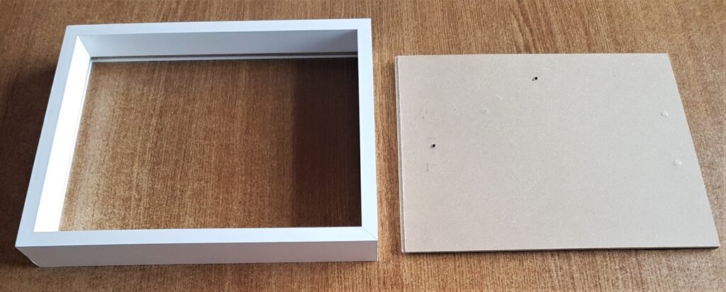 The Frame and Backing Board for my Christmas Frame.
