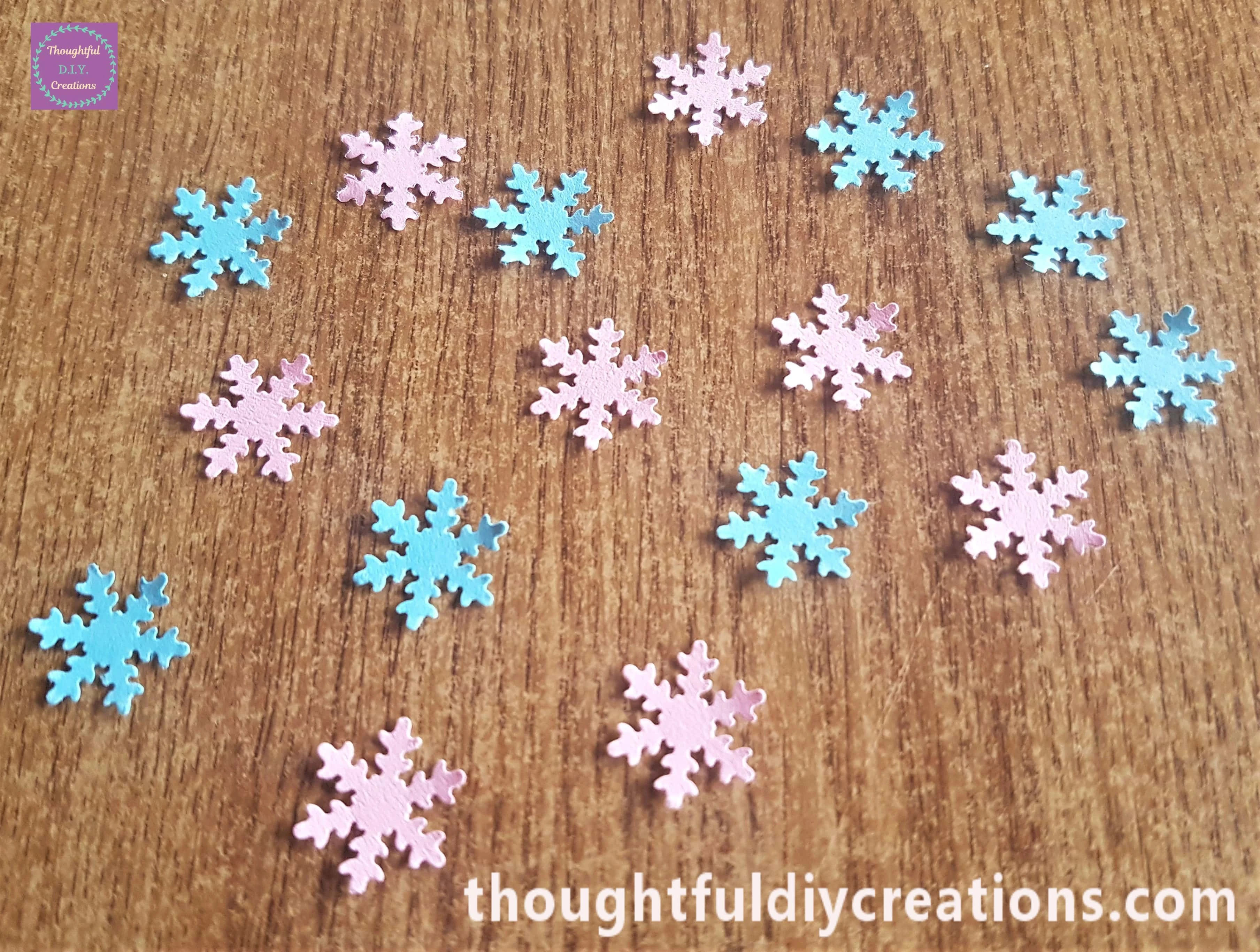 Blue and Pink Snowflakes from using the punch.
