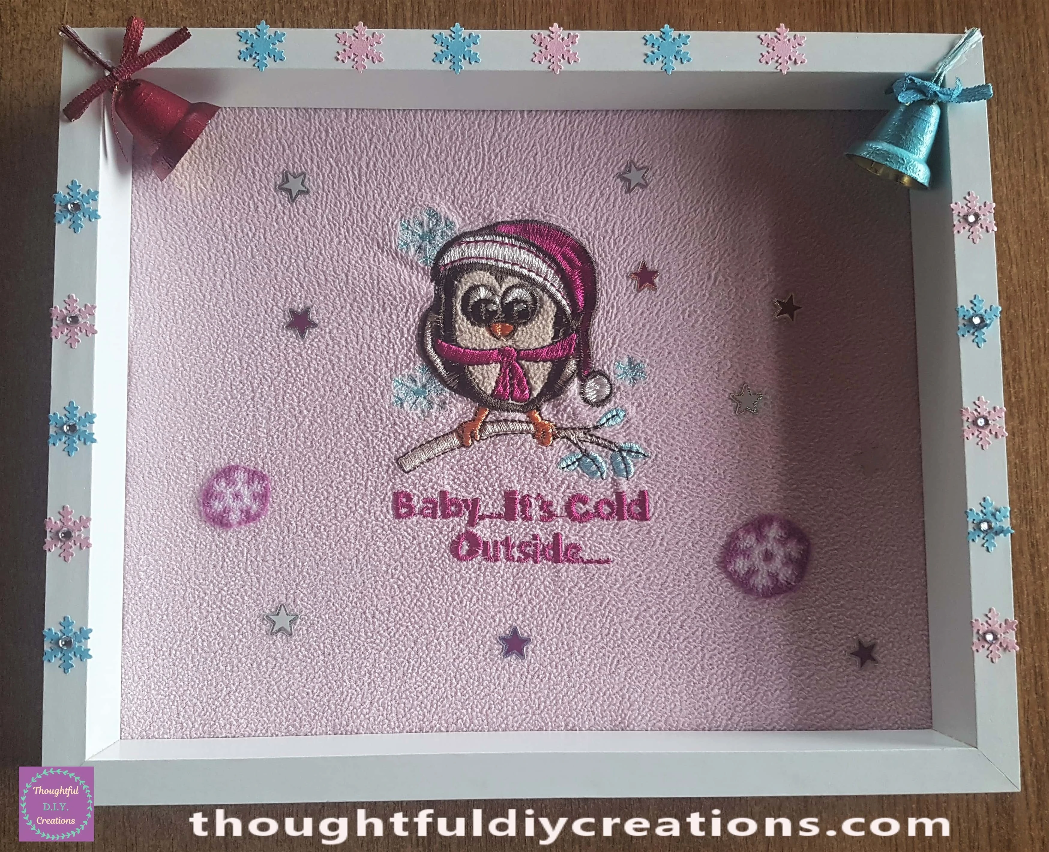 I glued more Snowflakes to the top of the Christmas Frame.