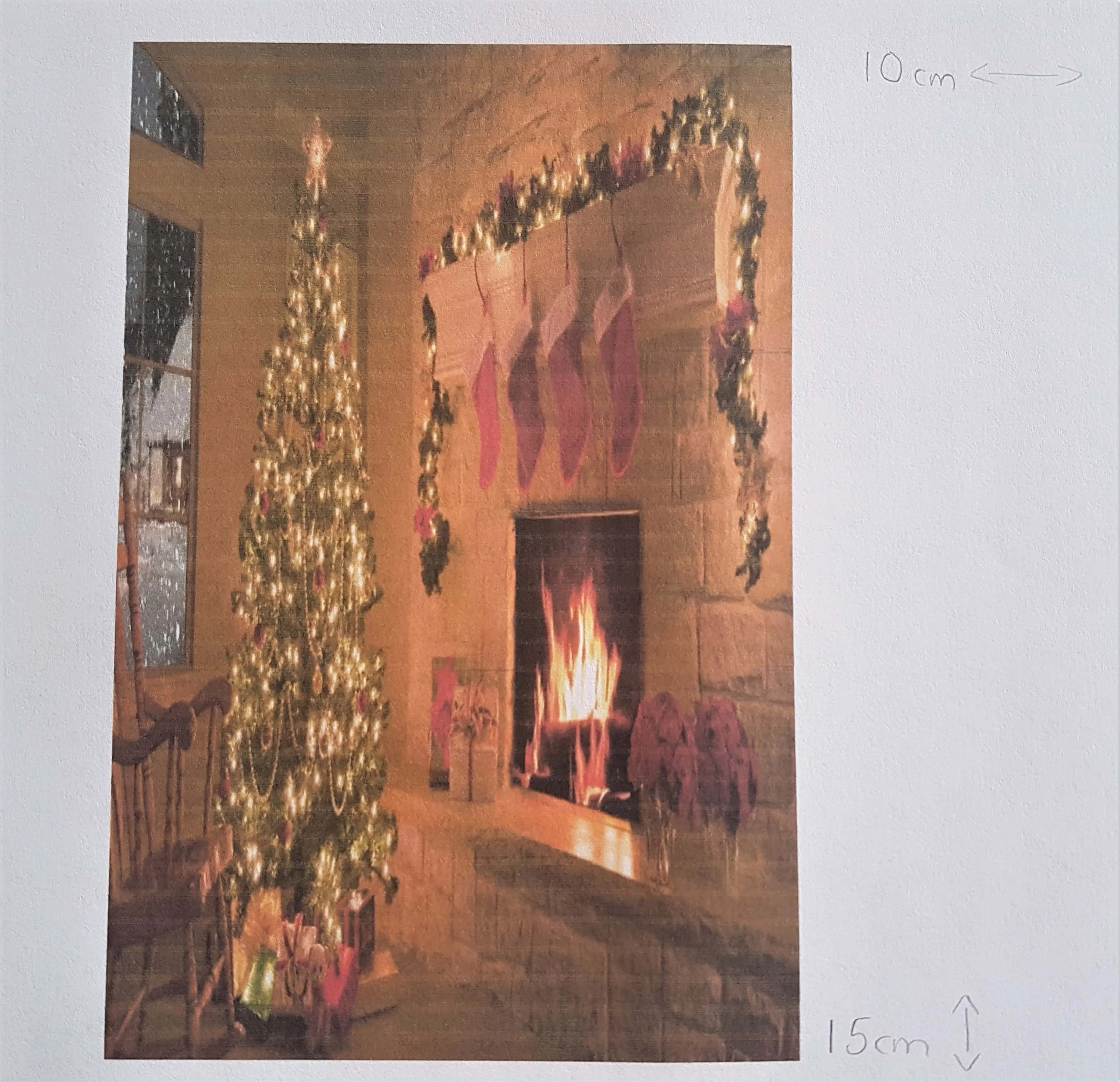 Closer look at the Christmas living room scene.