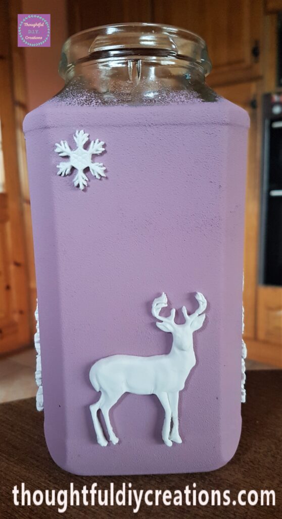 I added another Deer to the back of the Jar and another Tree to the other side of the Jar. I added the biggest Snowflake Mould to the Top Left of the Jar front and Back.